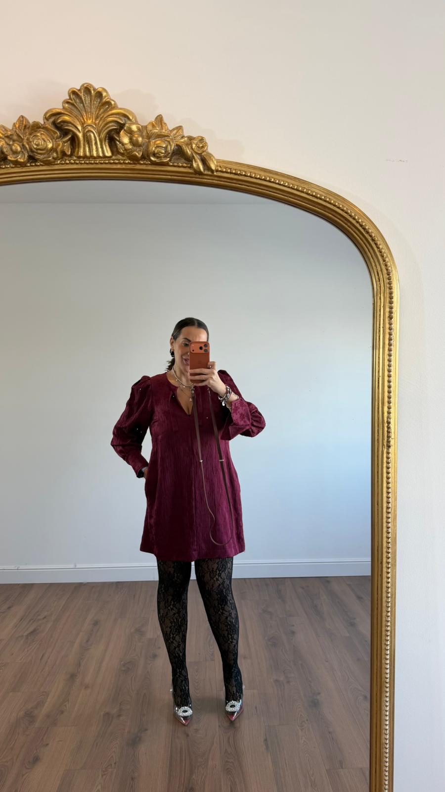 ABITO RICAMI BORDEAUX NEW