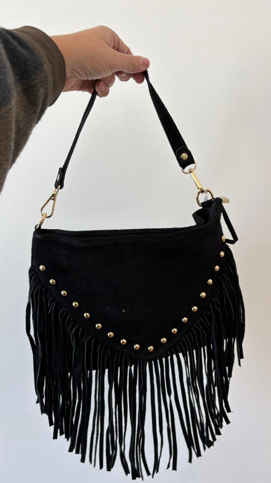 BORSA IN PELLE CON FRANGE 33444 NEW