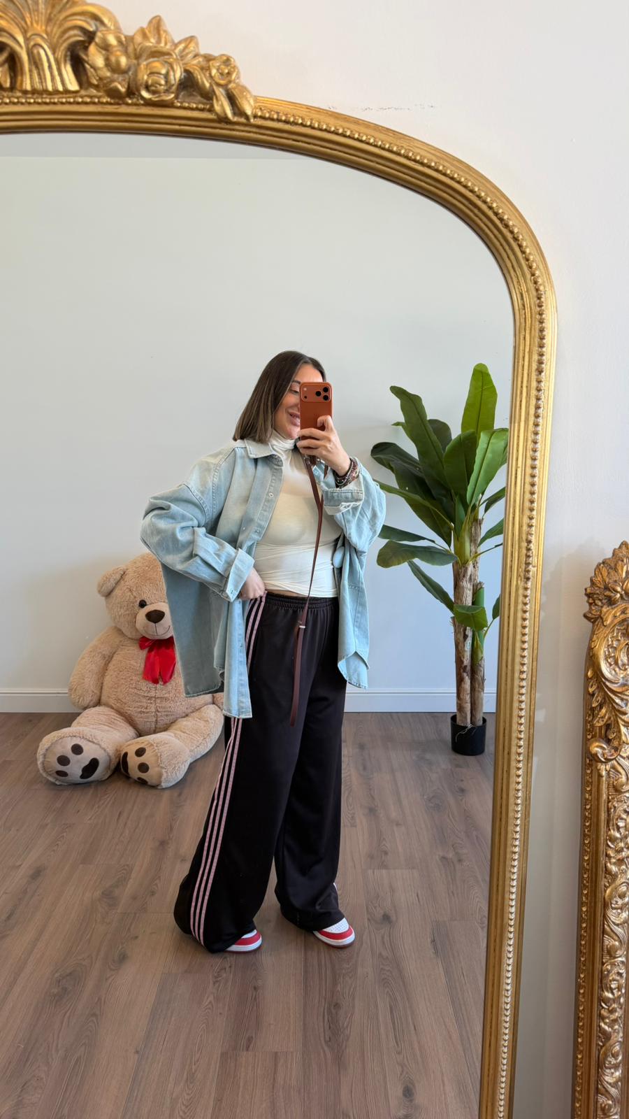 PANTALONE MARRONE RIGHE ROSA NEW