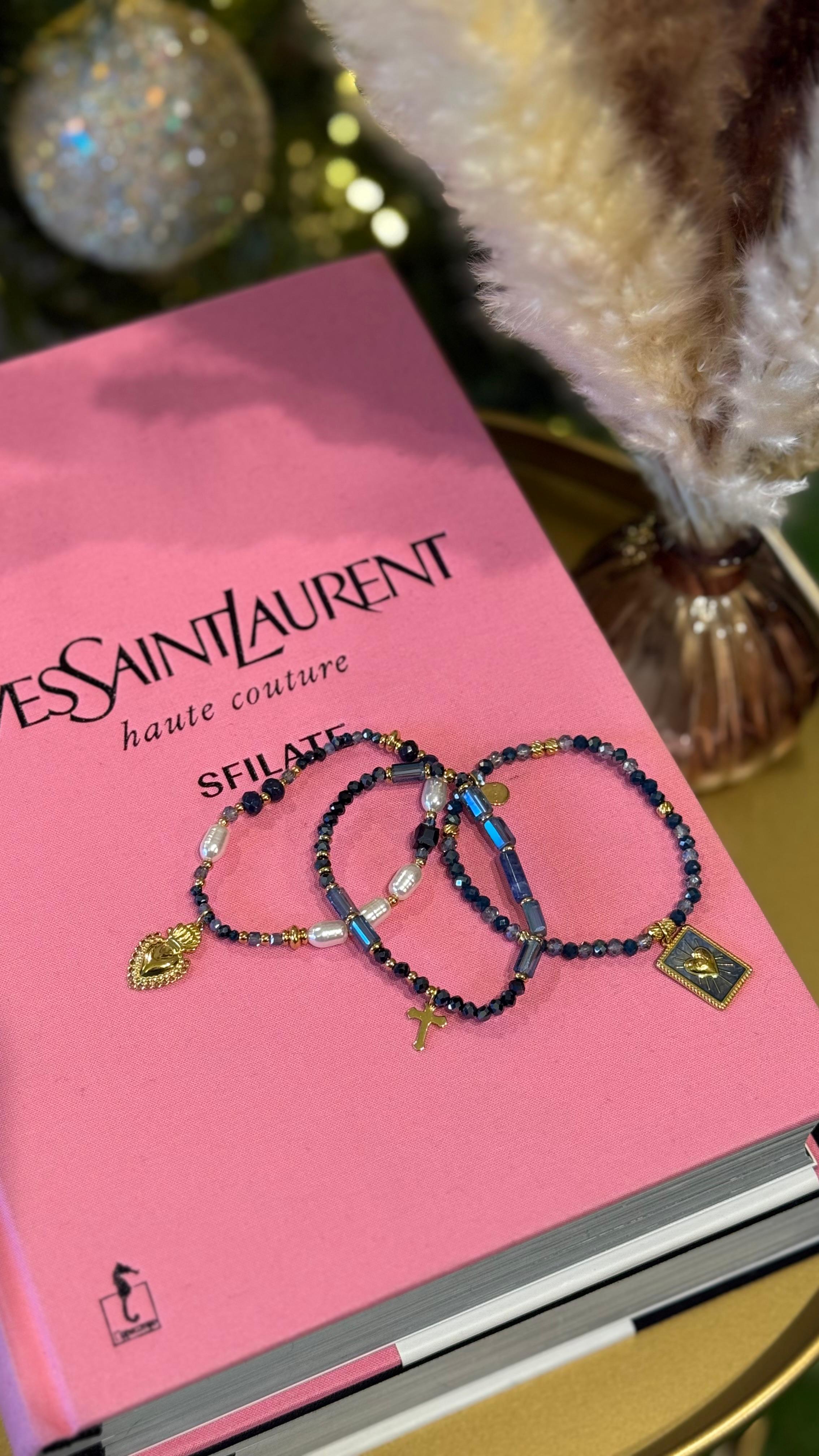 BRACCIALETTO PERLINE BLU NEW