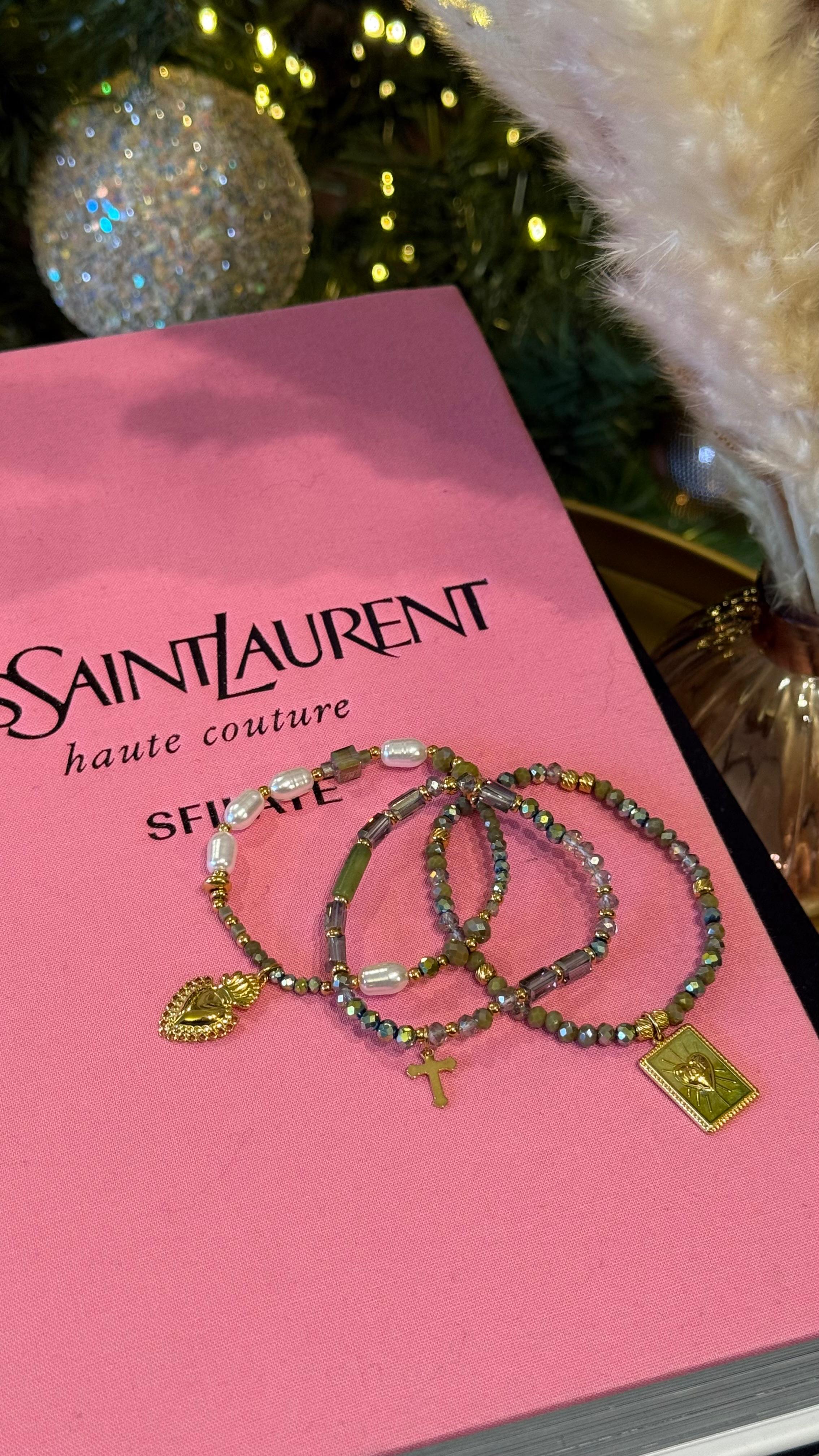 BRACCIALETTO PERLINE VERDE OLIVA NEW