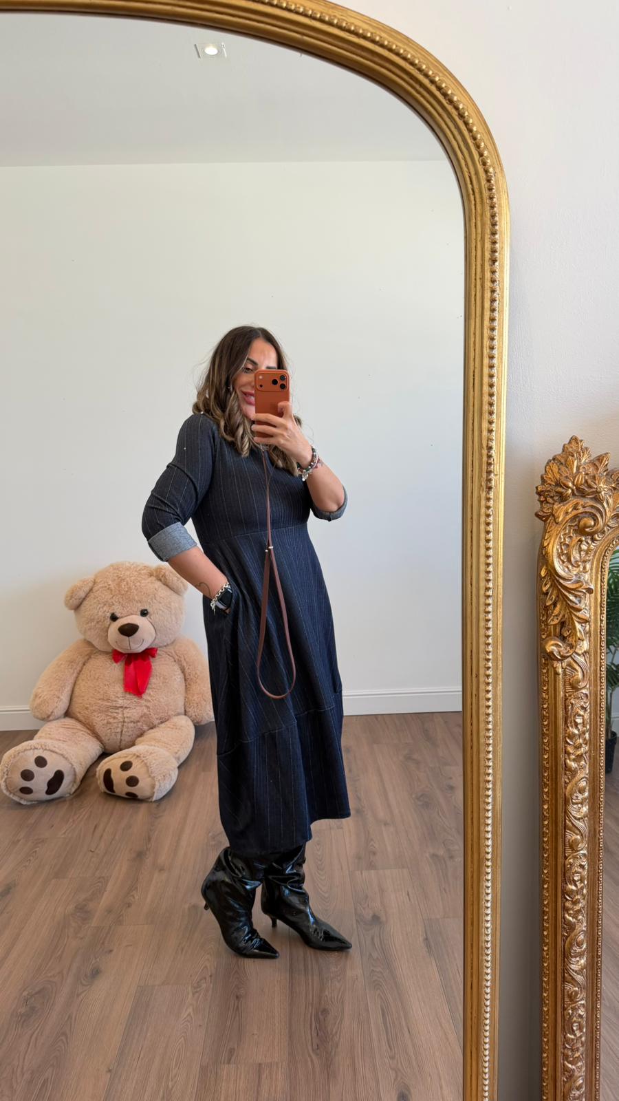 ABITO MIDI A RIGHE L1728 NEW