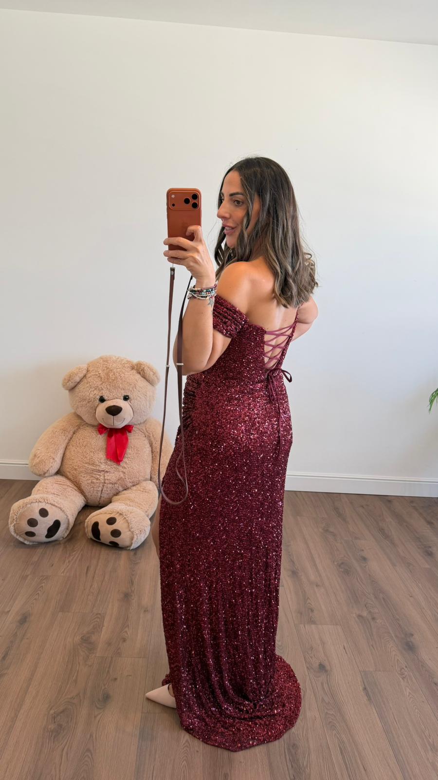 ABITO LUNGO PAILLETTES RED 80791 NEW