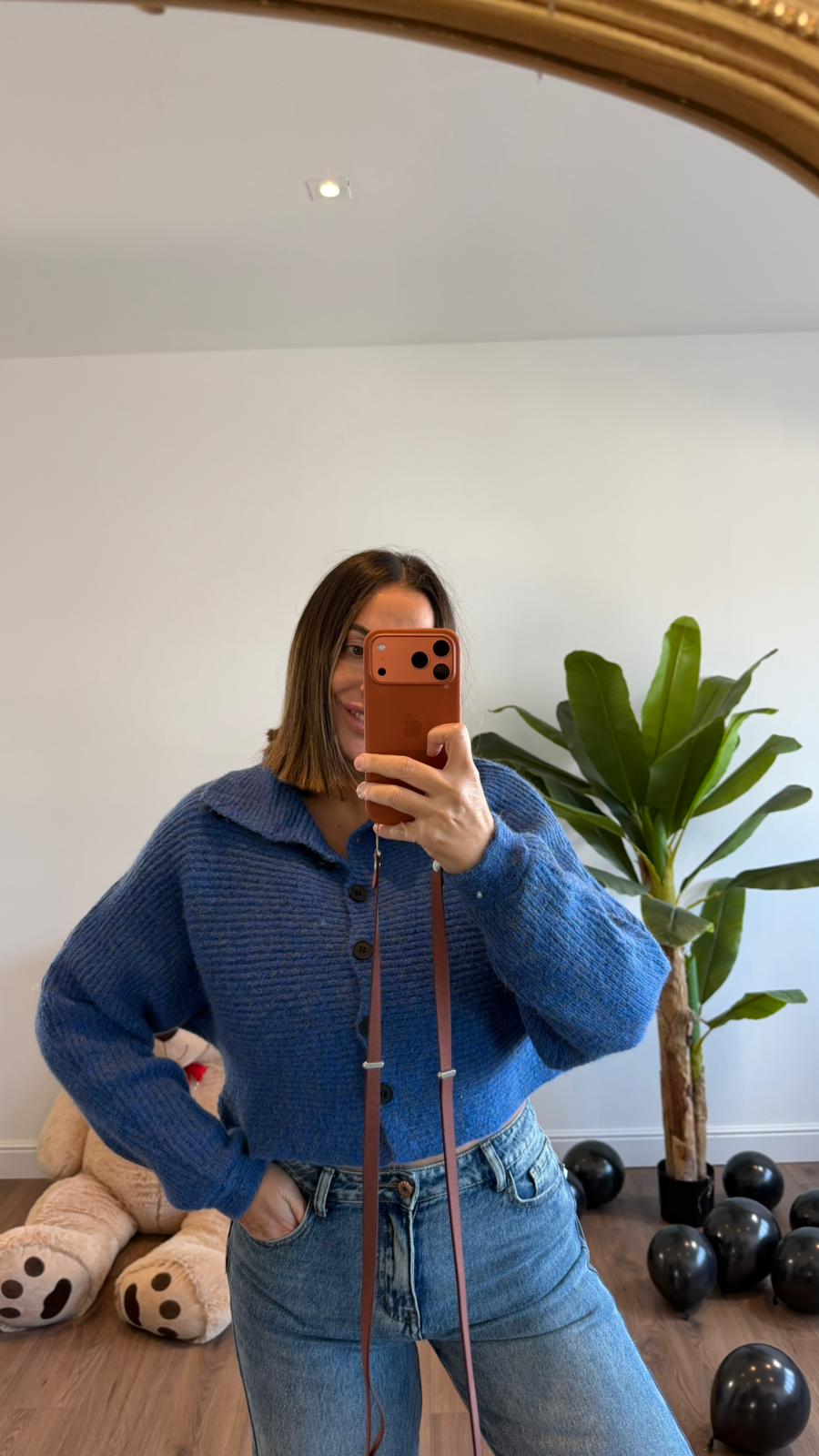 MAGLIONE CROP AZZURRO W45765 NEW