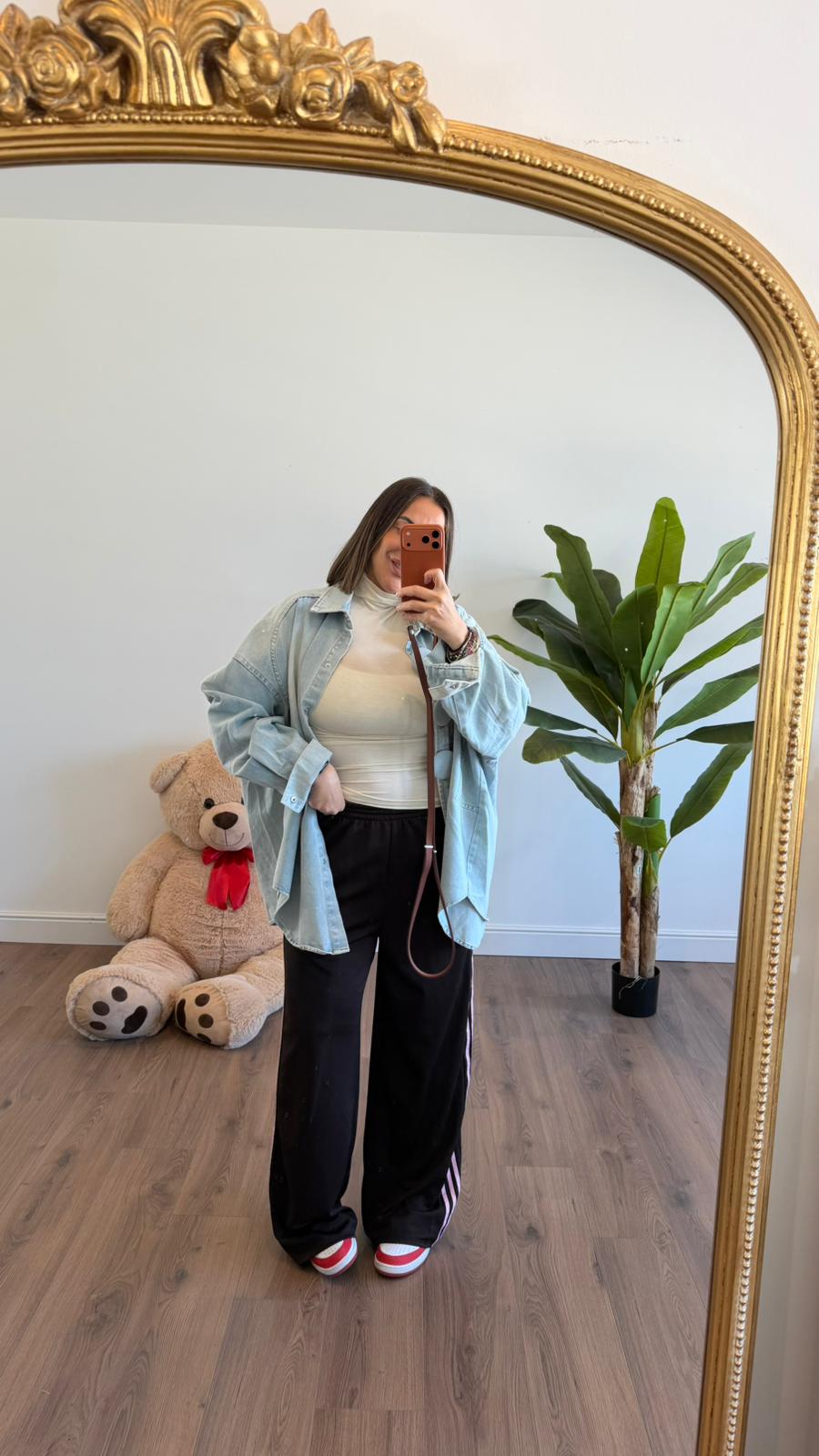 PANTALONE MARRONE RIGHE ROSA NEW