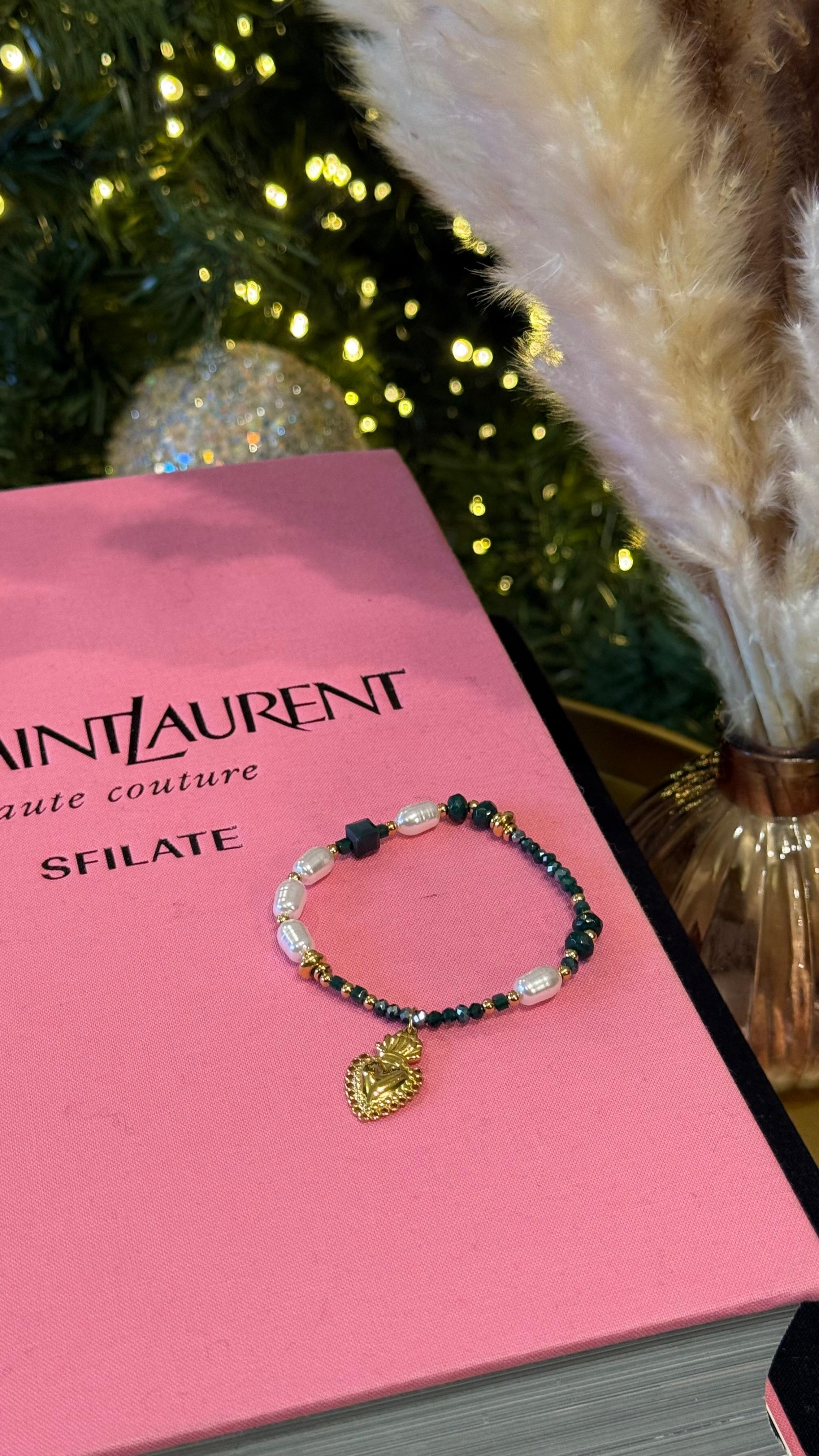 BRACCIALETTO PERLINE VERDE SMERALDO NEW