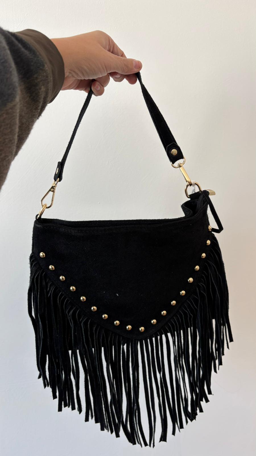 BORSA IN PELLE CON FRANGE 33444 NEW