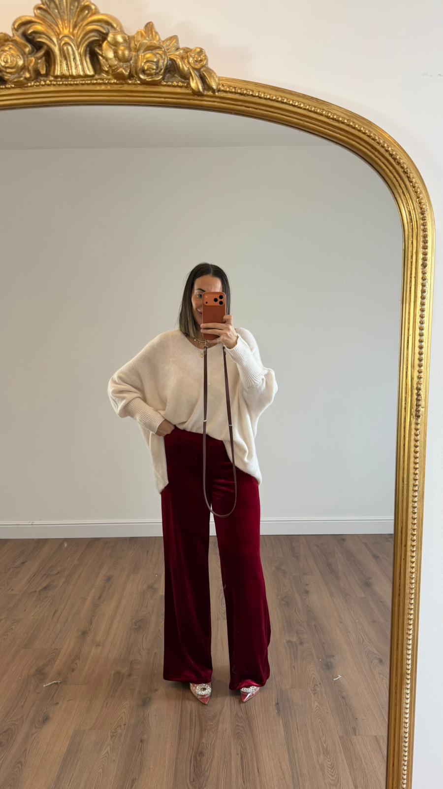 PANTALONE VELLUTO ROSSO 25537 NEW