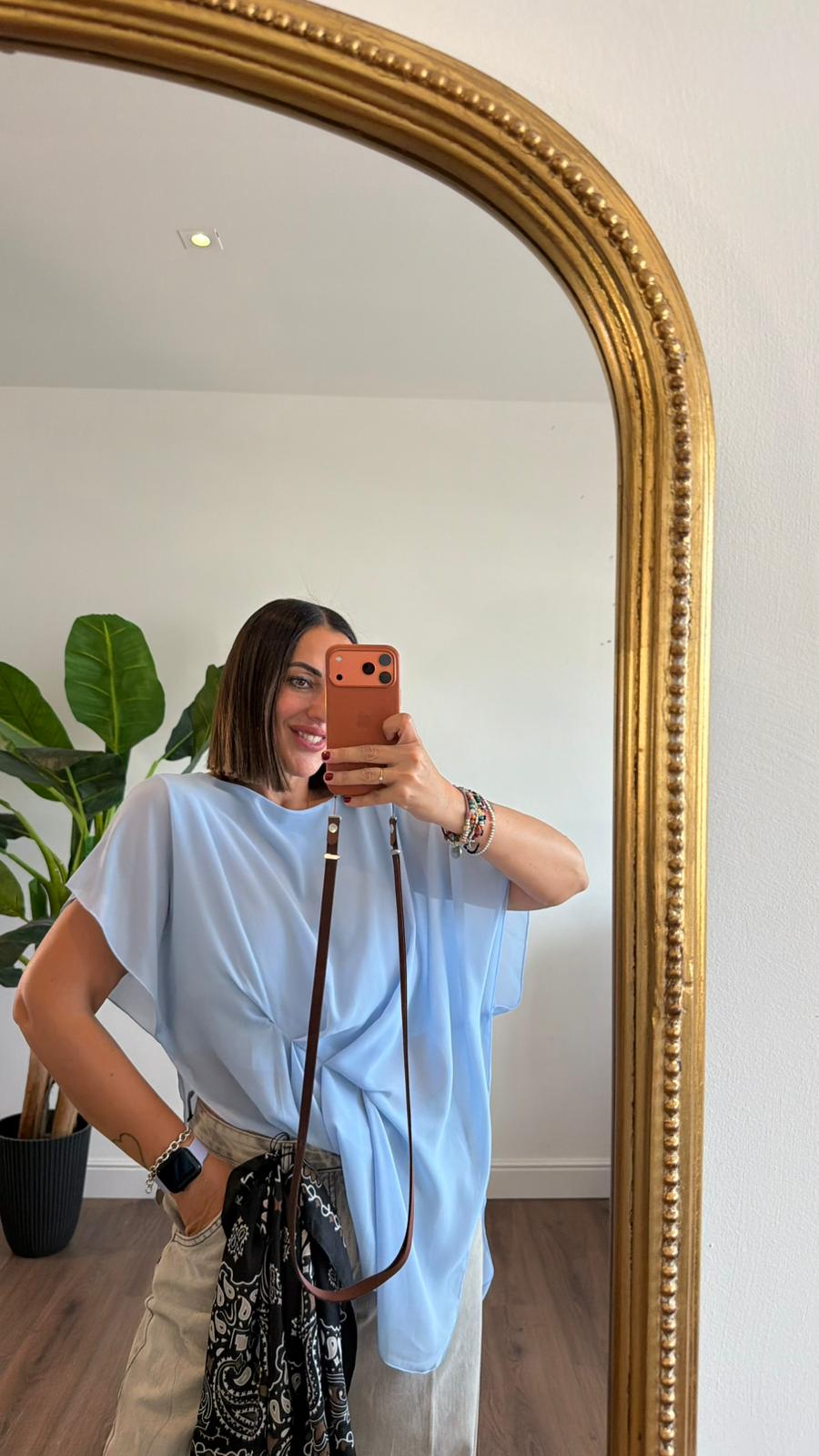 BLUSA AZZURRA DRAPPEGGIO 4550 NEW