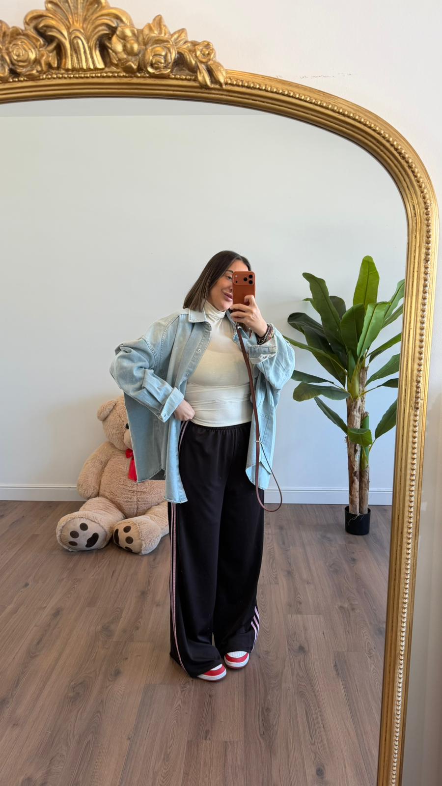 PANTALONE MARRONE RIGHE ROSA NEW