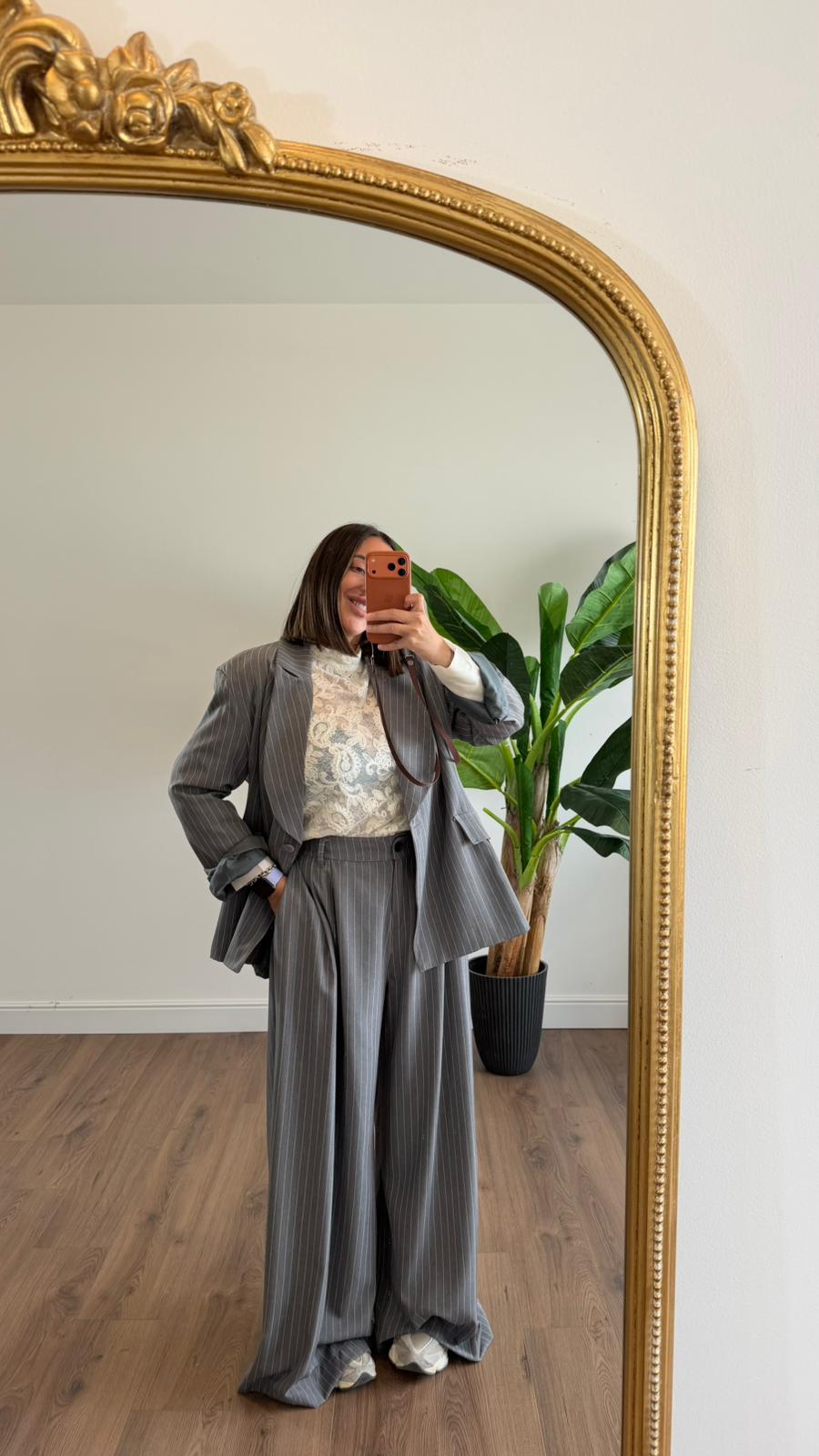 PANTALONE GESSATO GRIGIO 260337 NEW