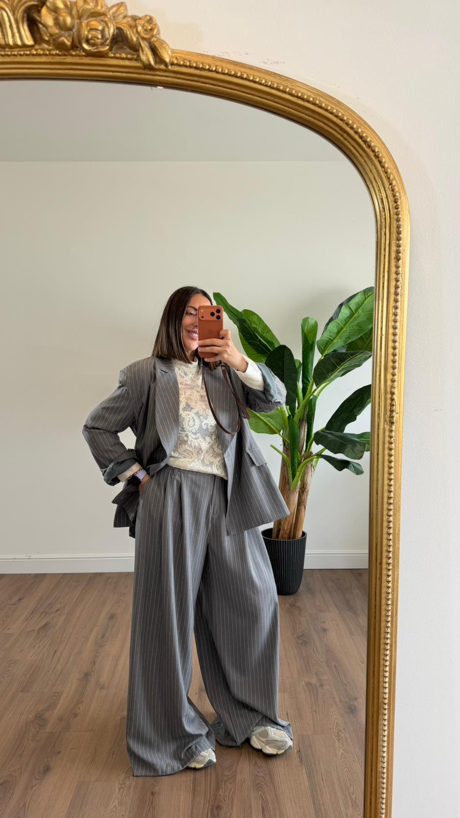 PANTALONE GESSATO GRIGIO 260337 NEW