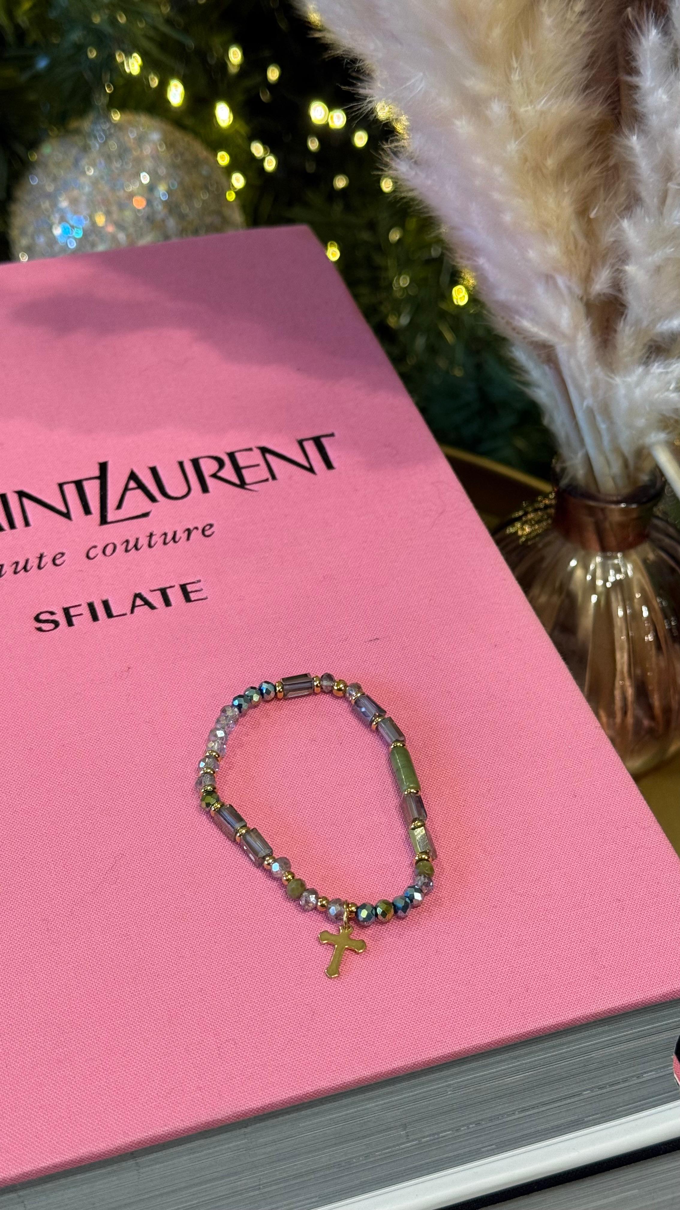 BRACCIALETTO PERLINE VERDE OLIVA NEW