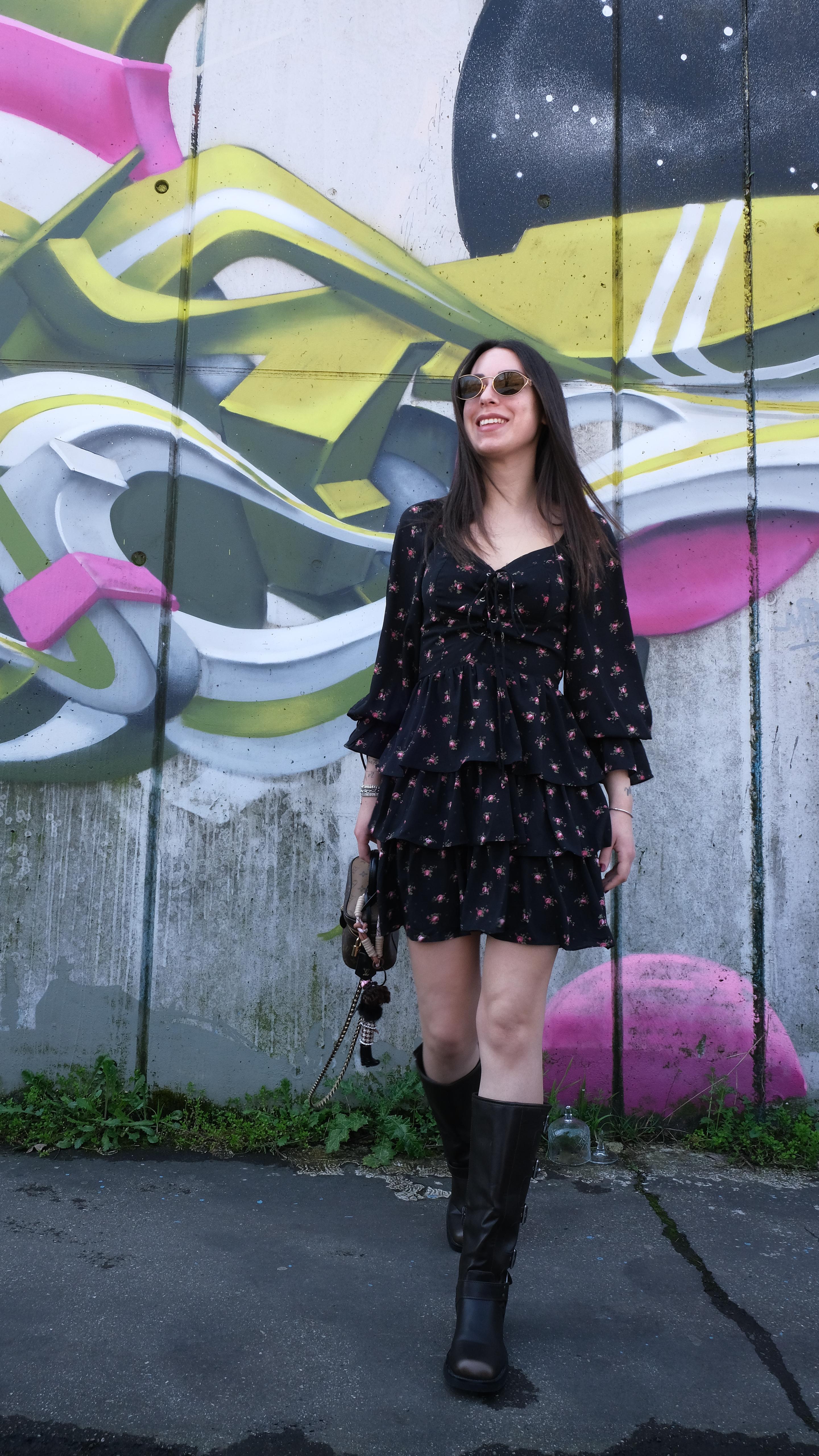 ABITINO NERO FIORELLINI NEW W668