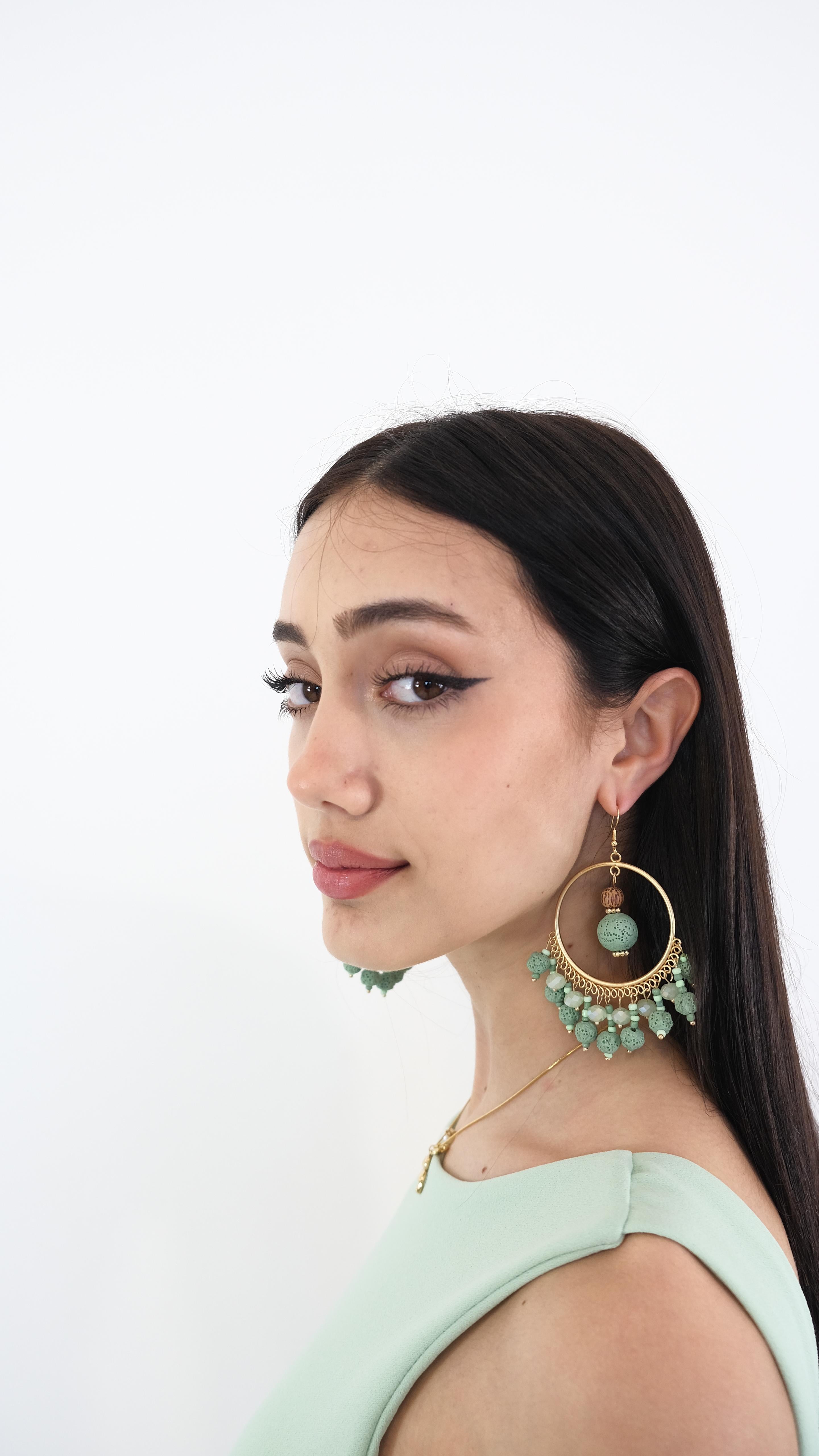 ORECCHINO PIETRE VERDE ACQUA NEW