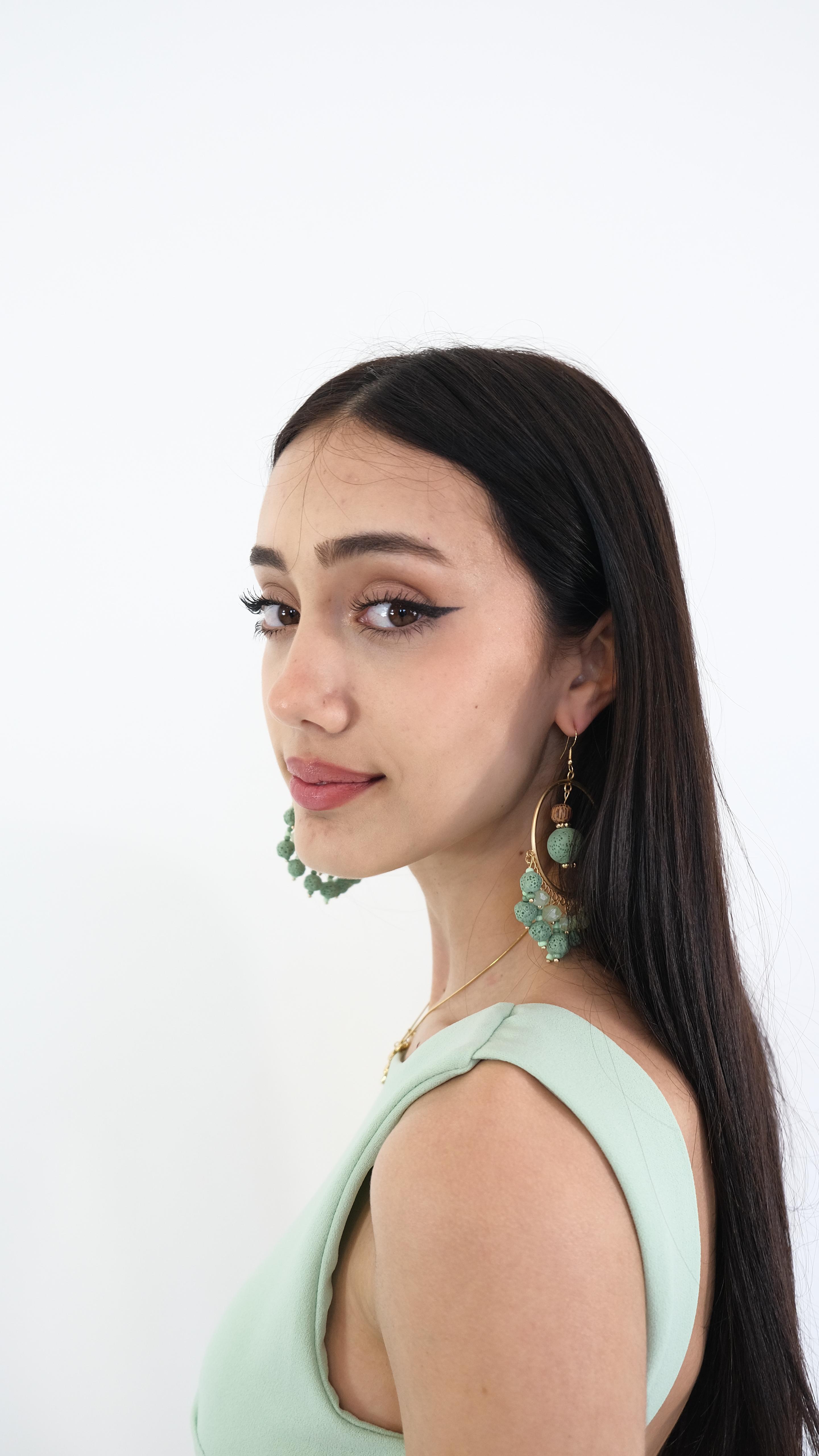 ORECCHINO PIETRE VERDE ACQUA NEW