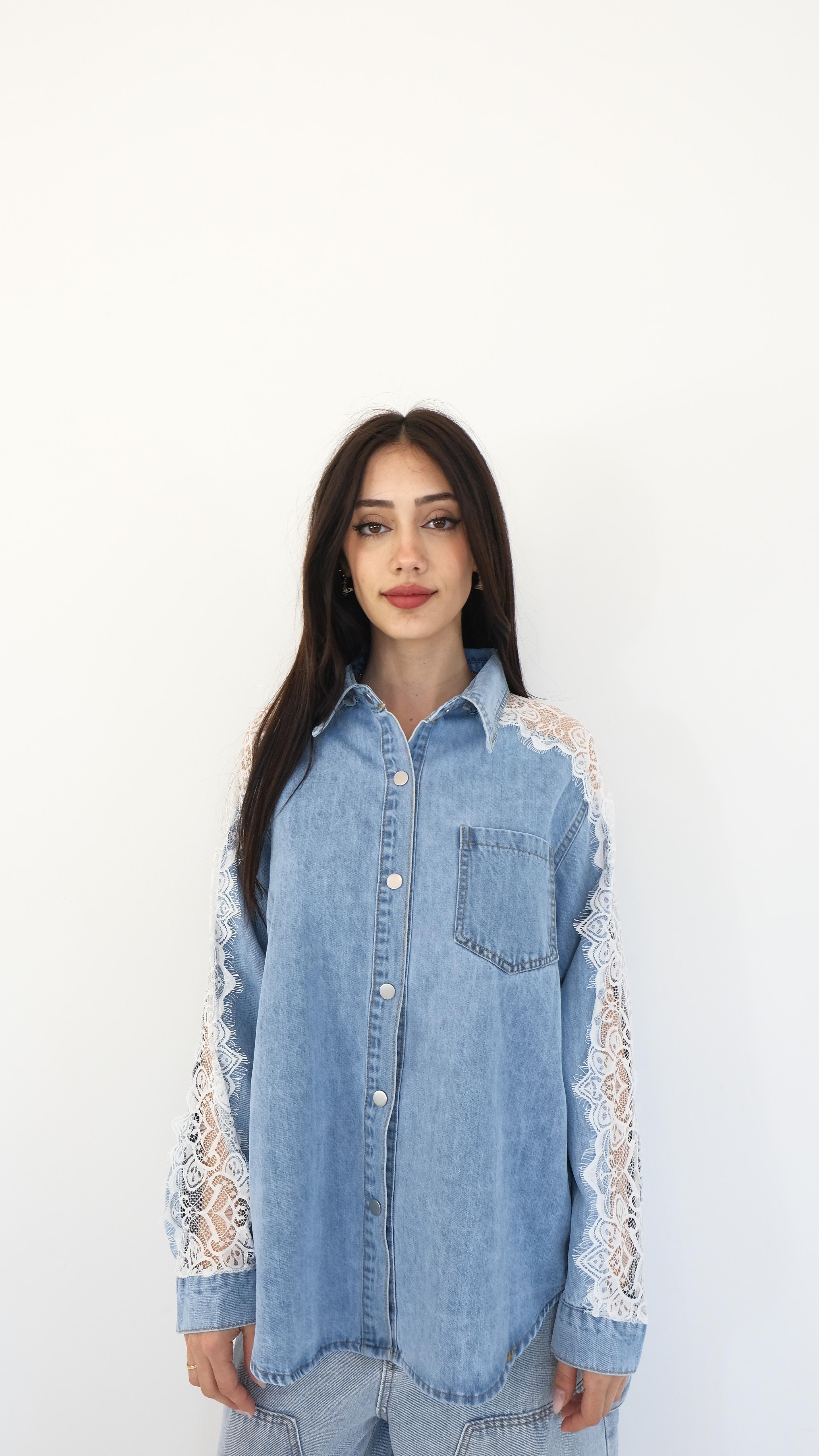 CAMICIA JEANS PIZZO BIANCO H8067 NEW