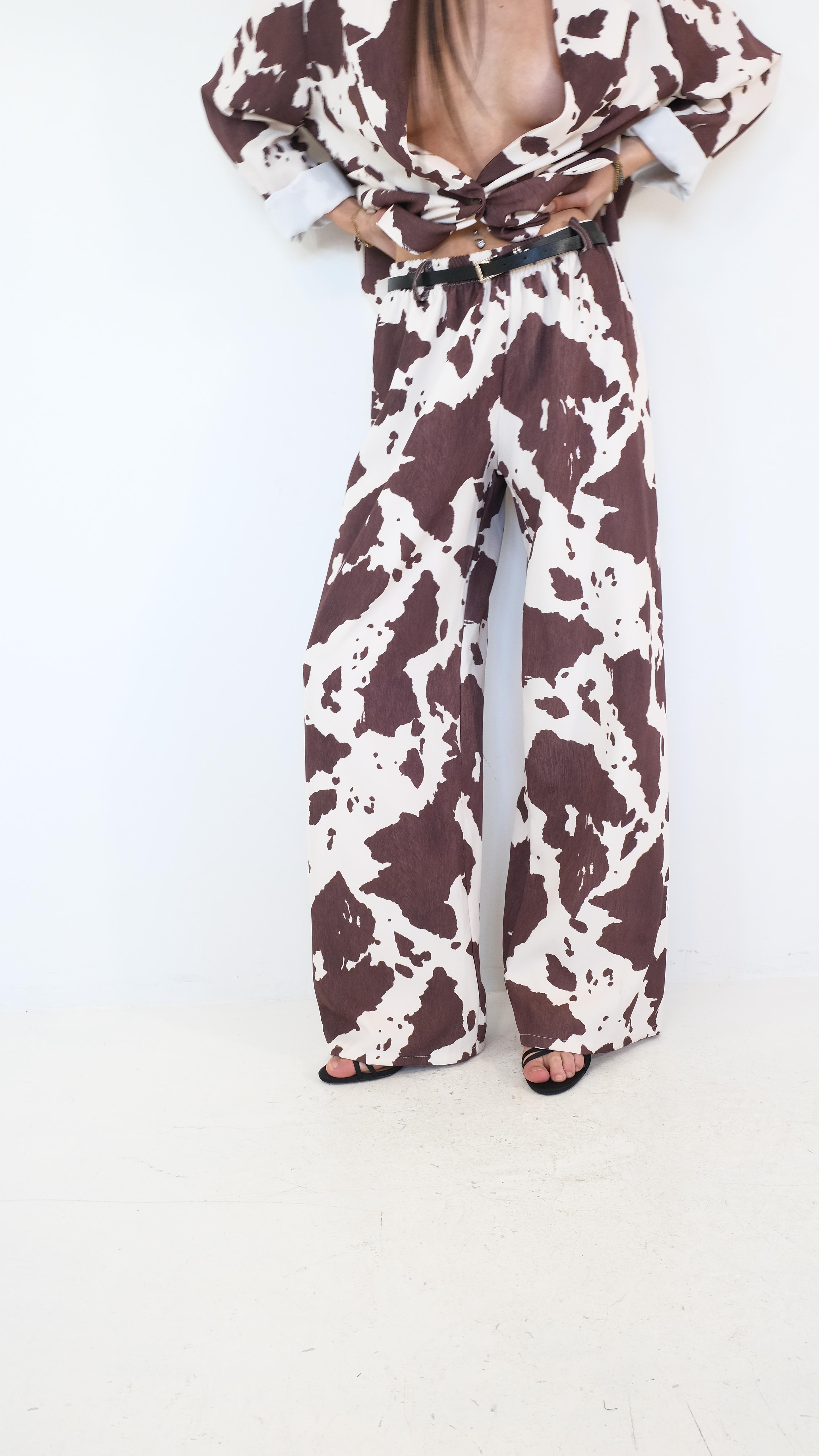 PANTALONE MARRONE COWPRINT 53153 NEW