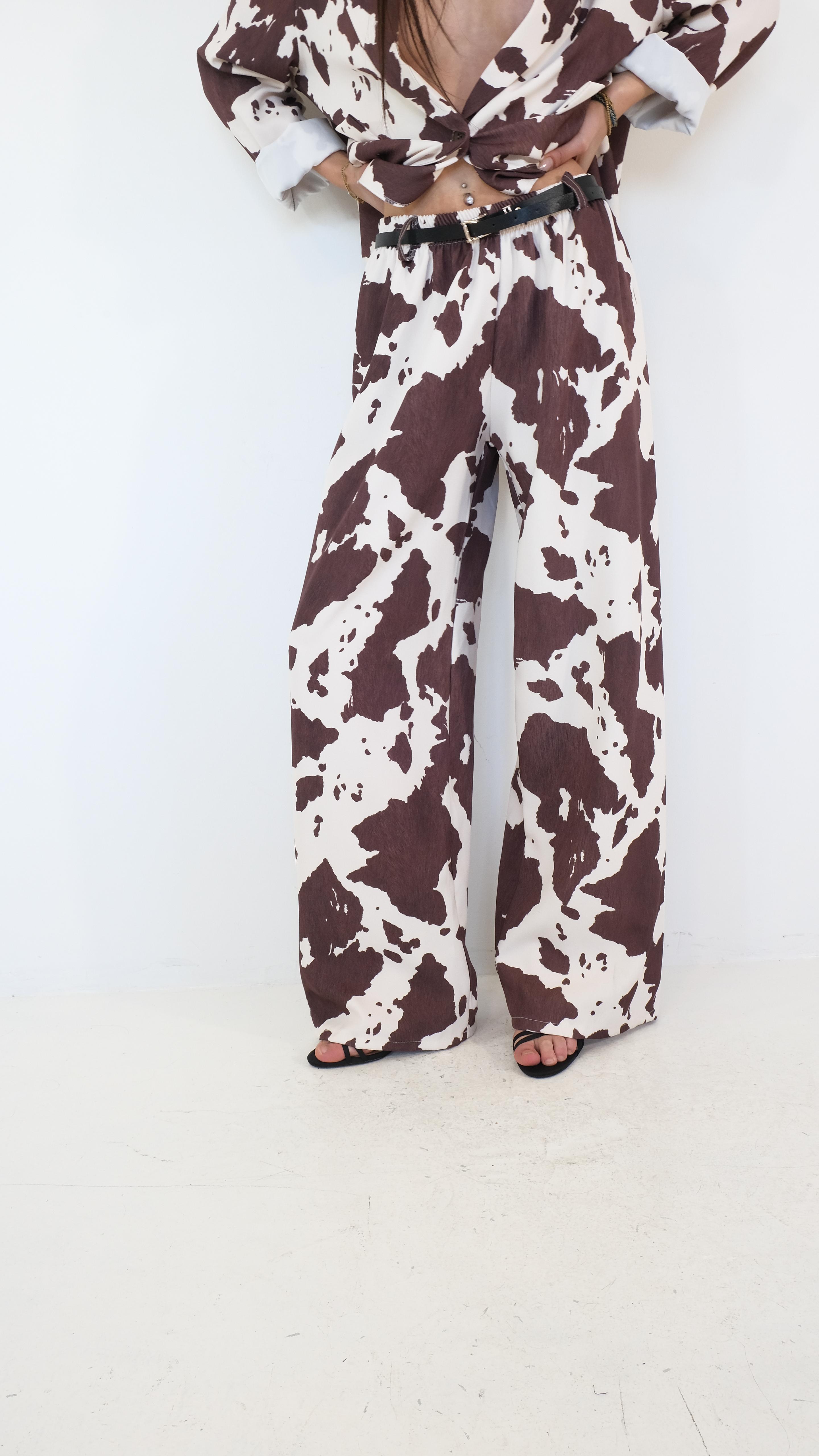 PANTALONE MARRONE COWPRINT 53153 NEW
