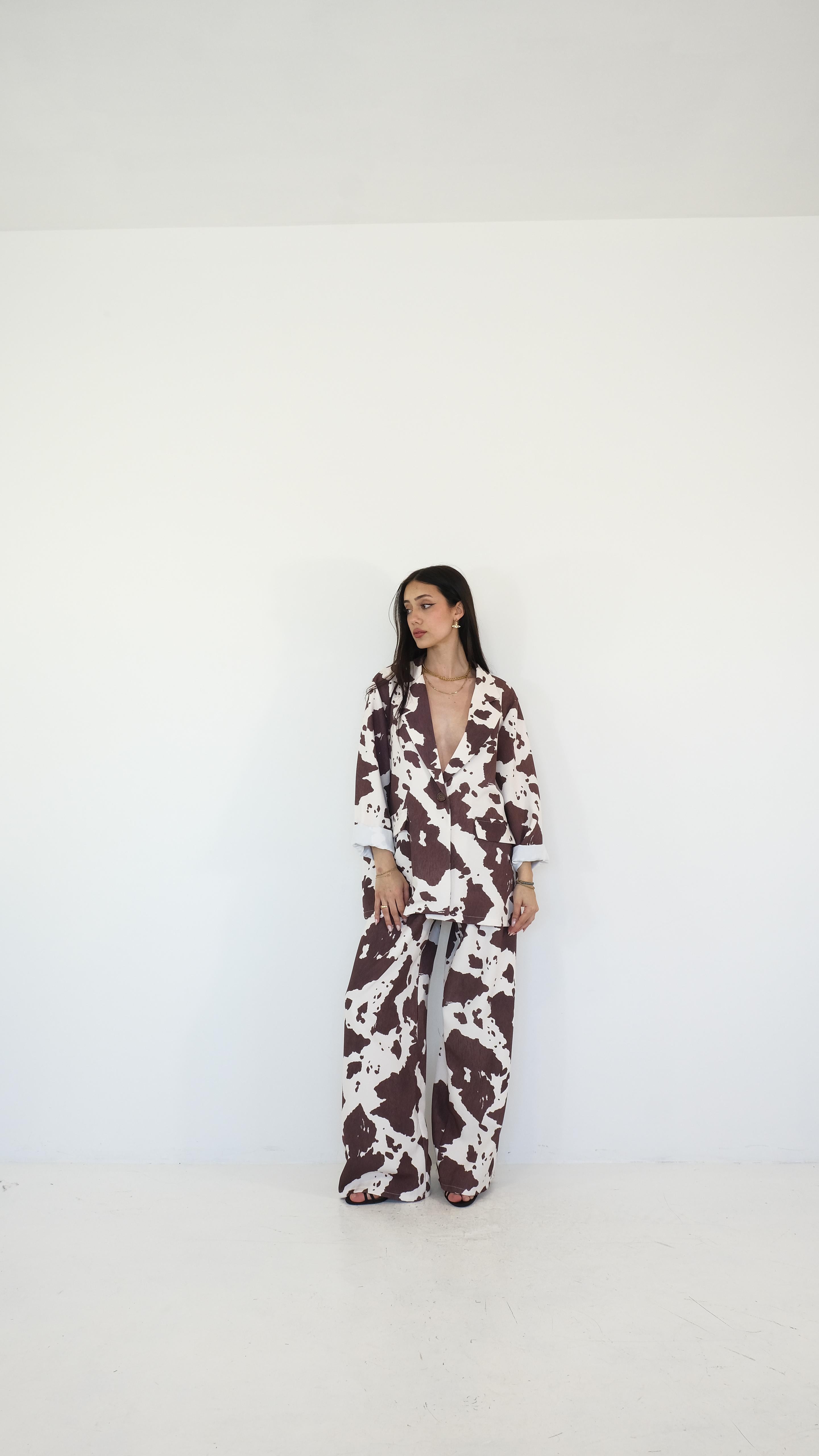 PANTALONE MARRONE COWPRINT 53153 NEW