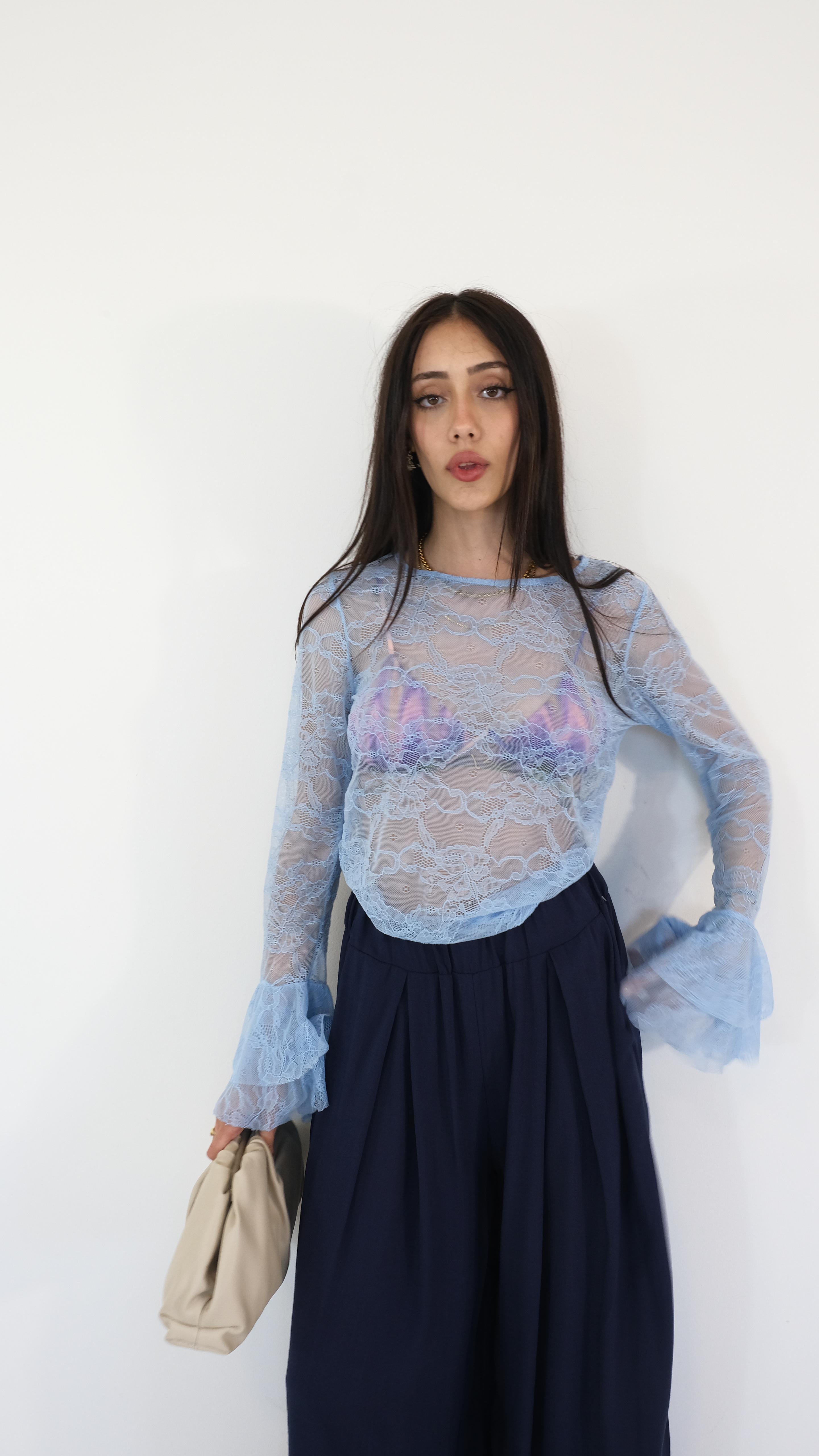 MAGLIA IN PIZZO CON MANICA PARTICOLARE 2564 NEW