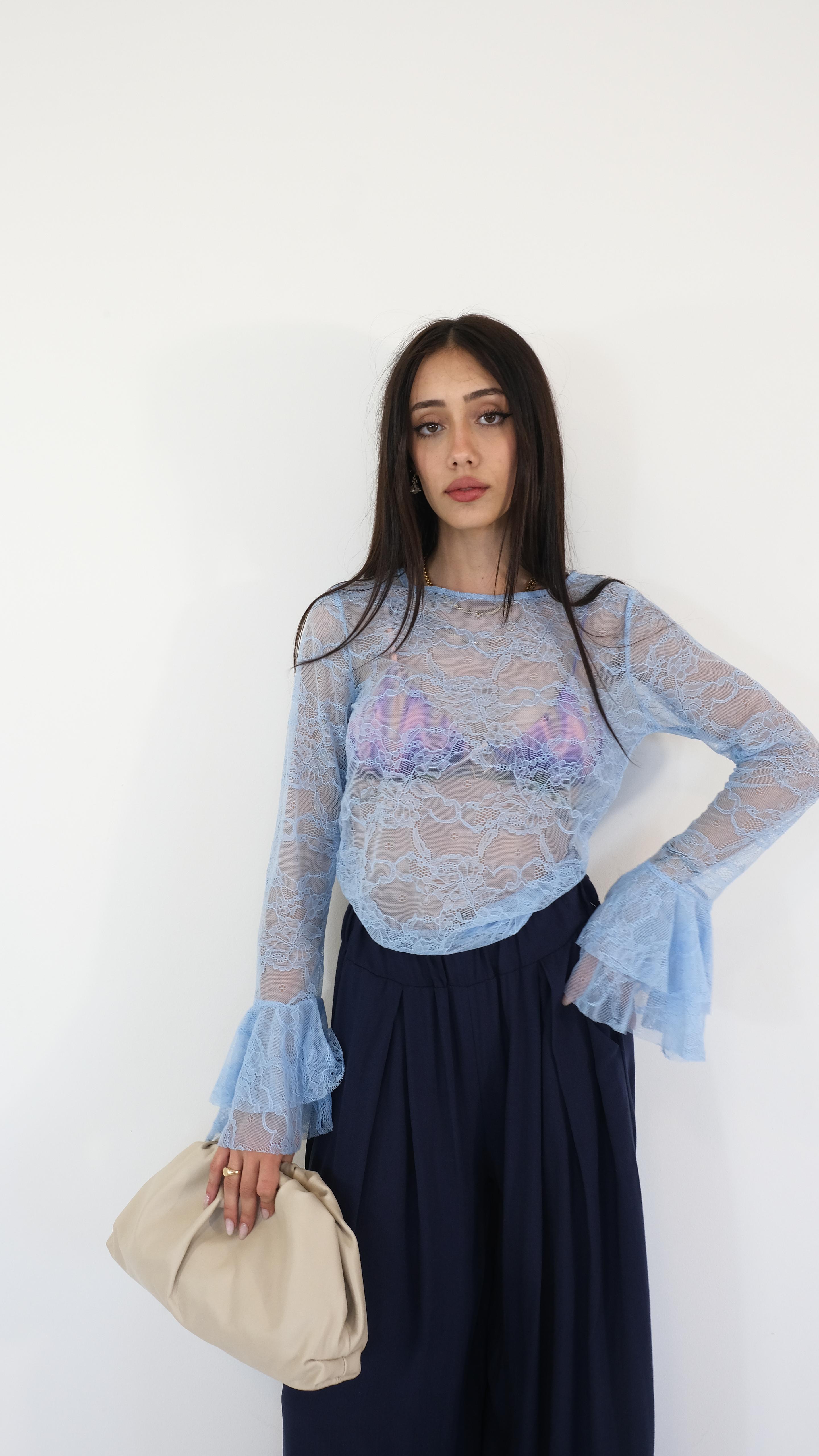 MAGLIA IN PIZZO CON MANICA PARTICOLARE 2564 NEW