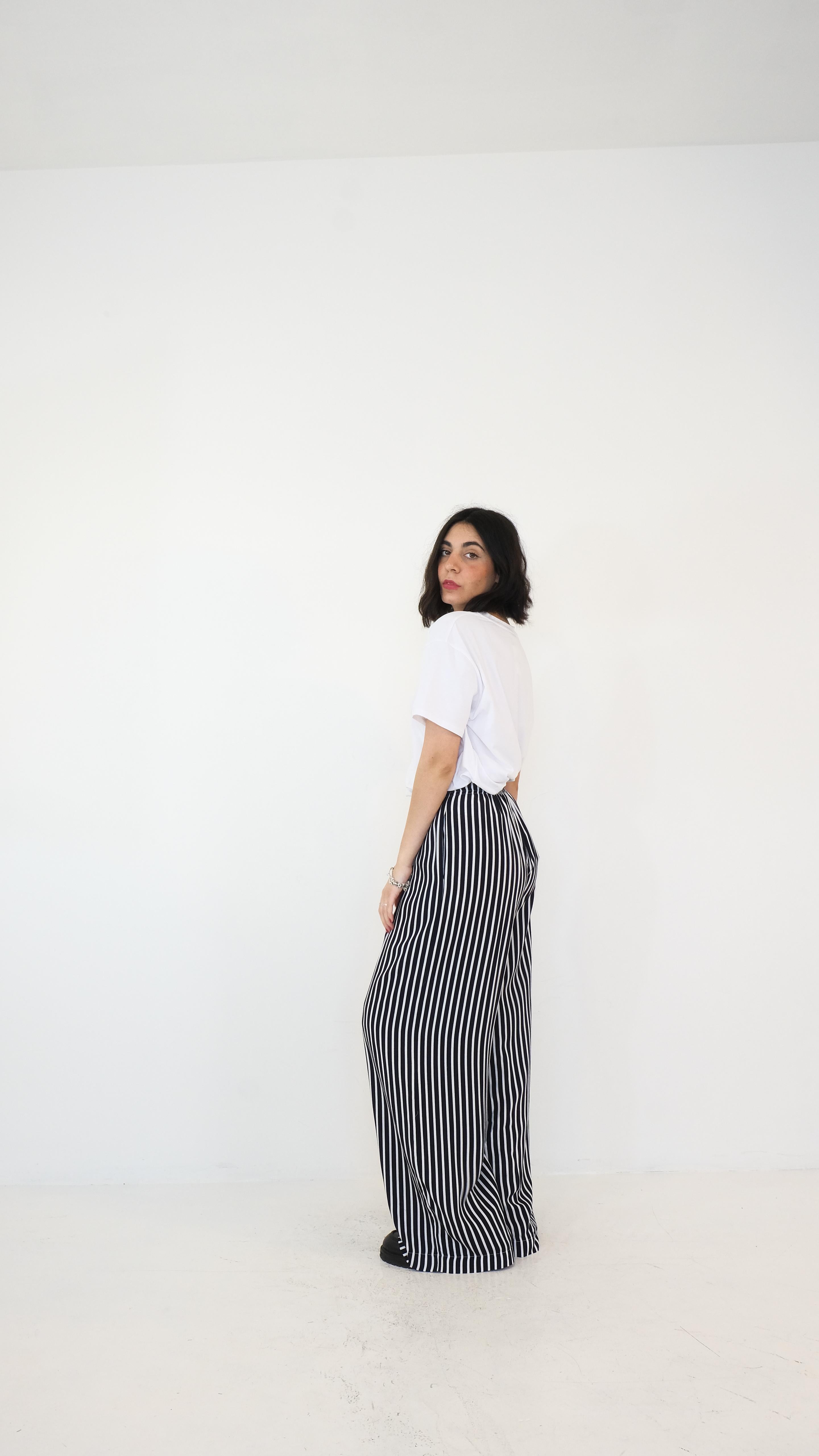PANTALONE A RIGHE LUMINA L9134 NEW