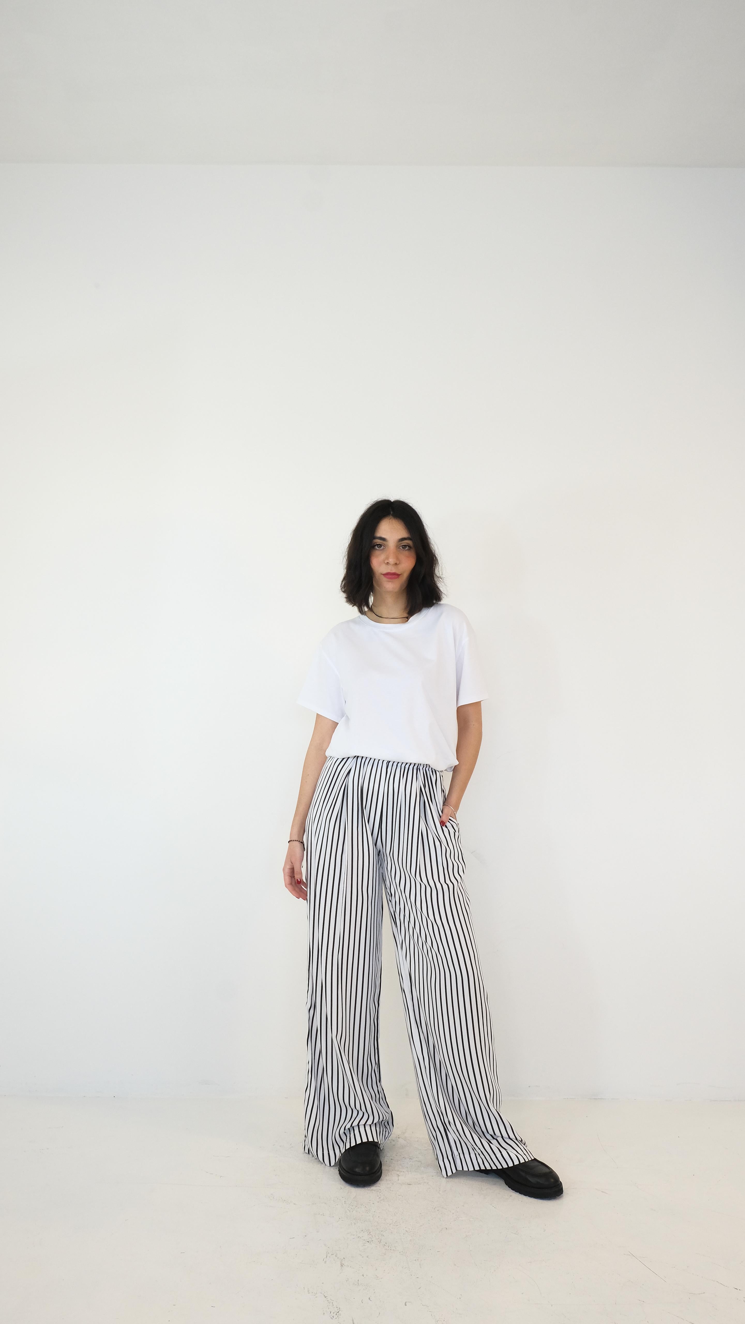 PANTALONE A RIGHE LUMINA L9134 NEW