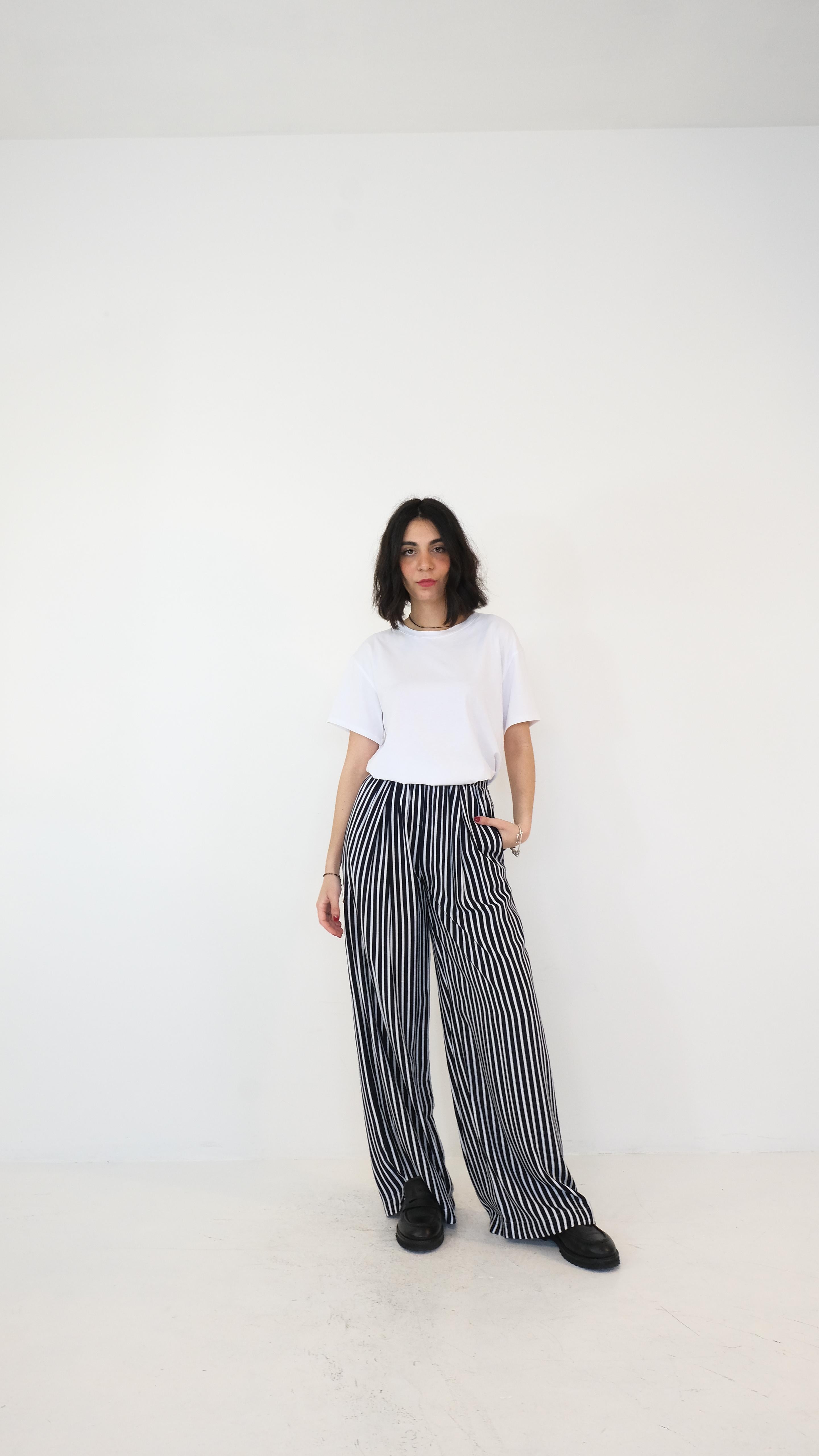 PANTALONE A RIGHE LUMINA L9134 NEW
