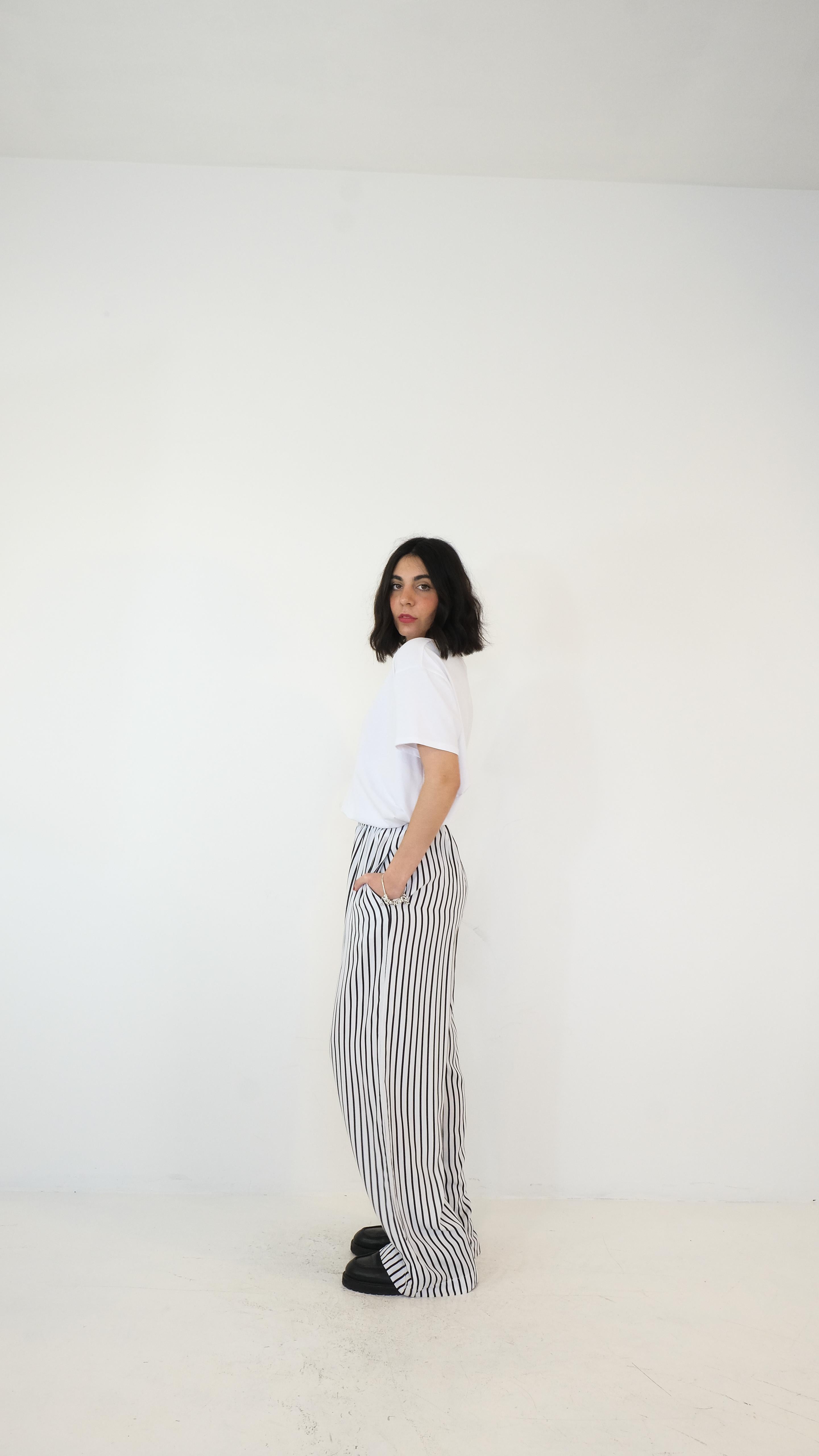 PANTALONE A RIGHE LUMINA L9134 NEW
