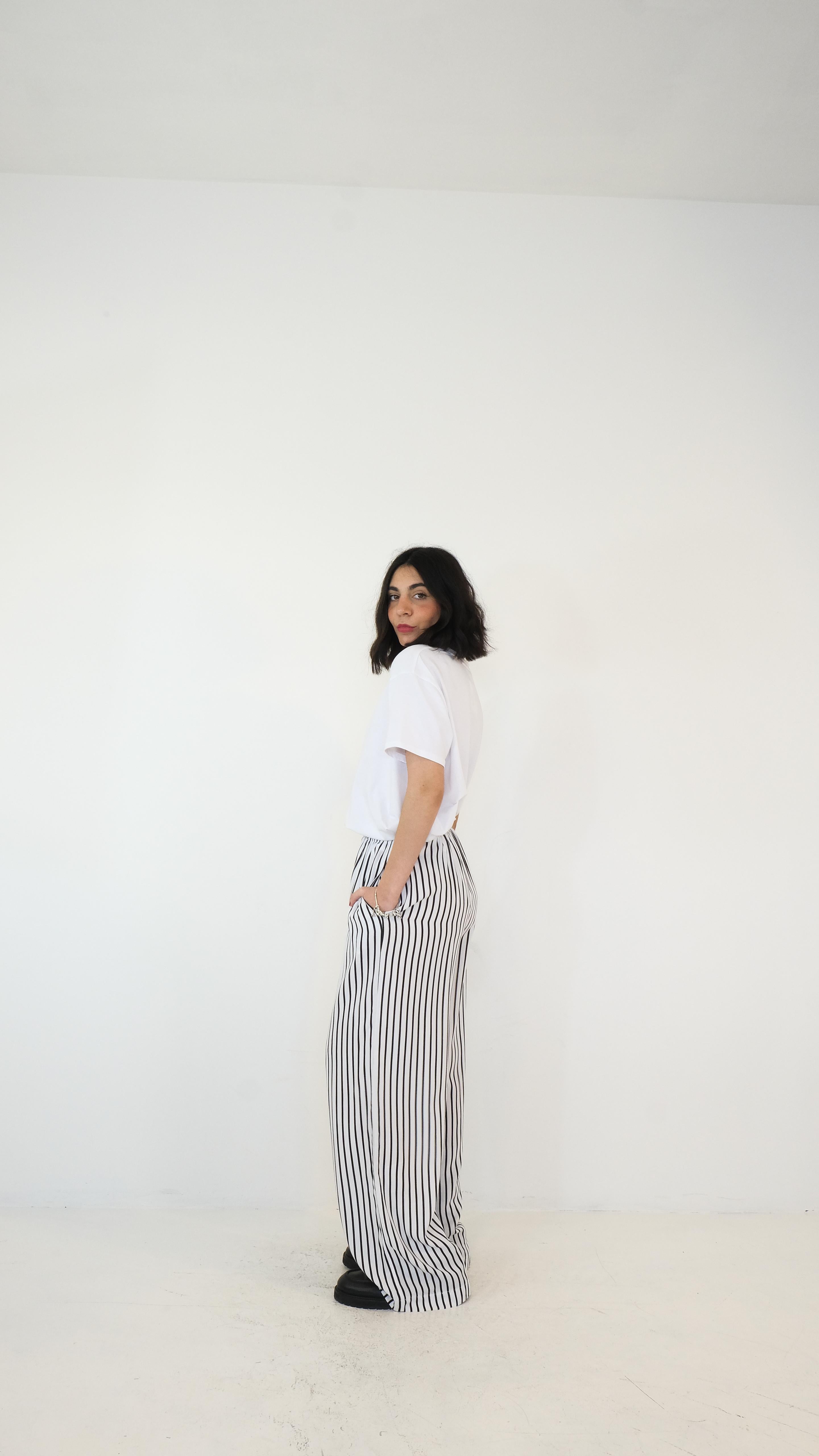 PANTALONE A RIGHE LUMINA L9134 NEW