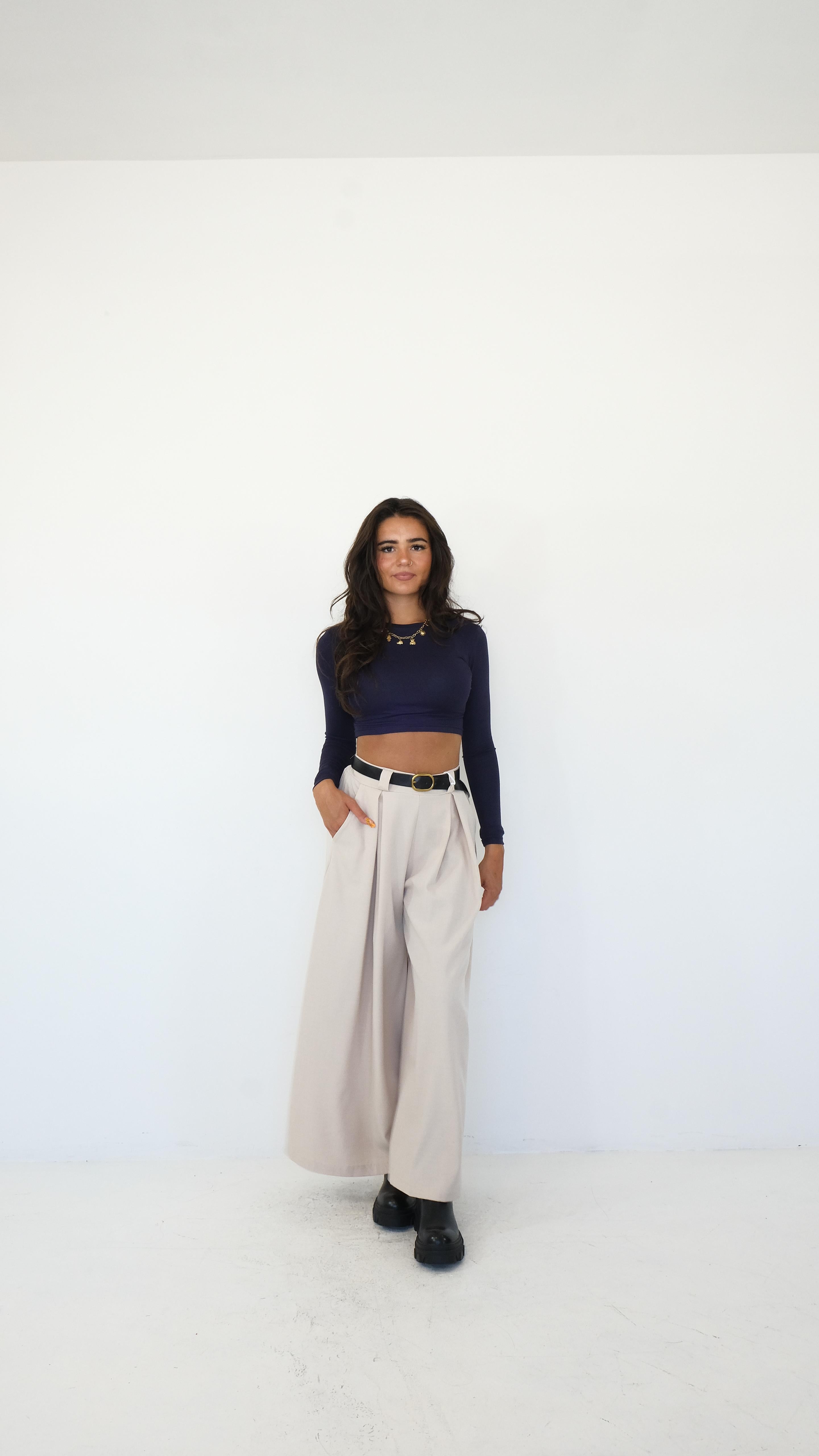 PANTALONE PALAZZO CON CINTURA M2-24047 NEW