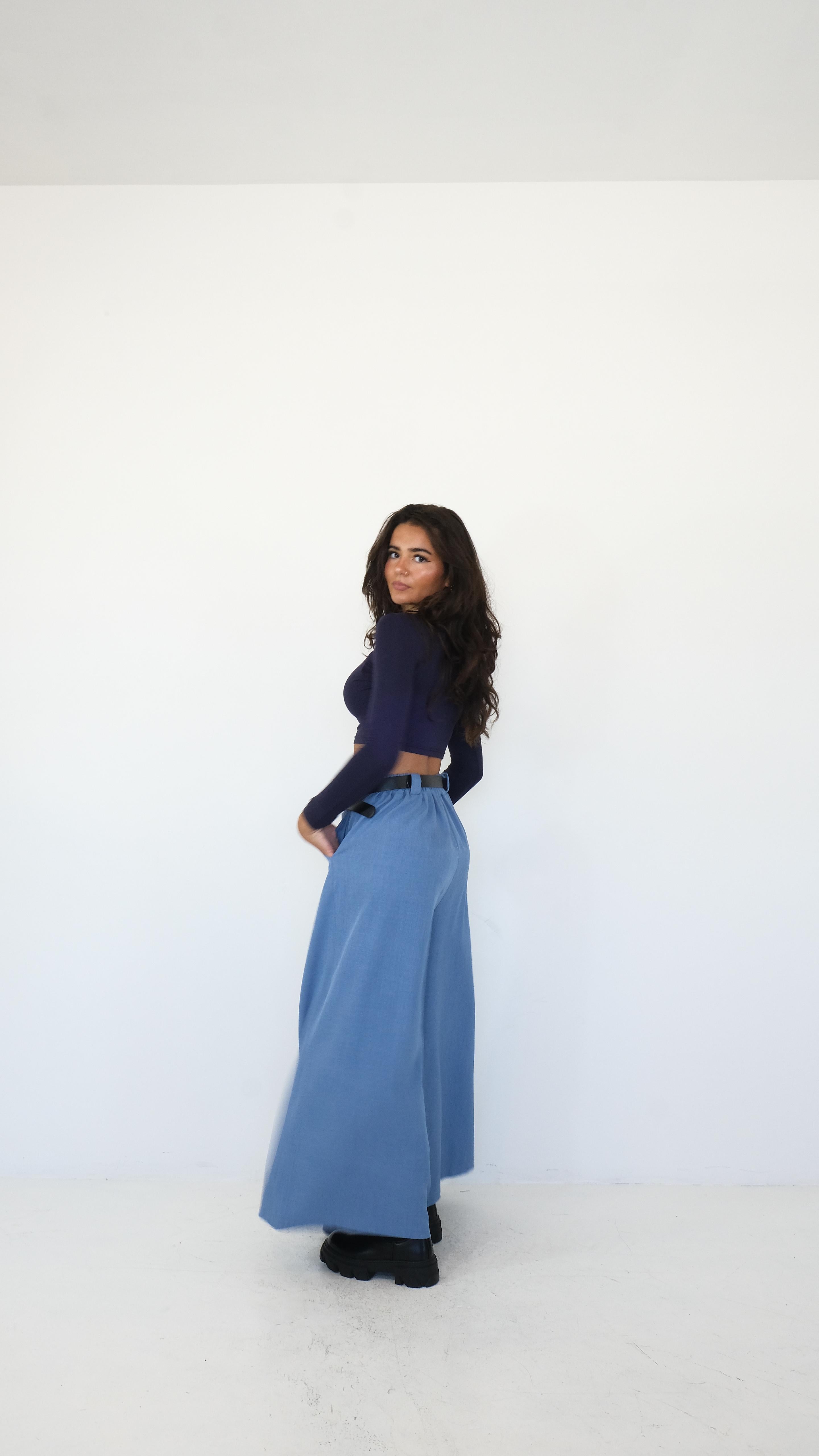 PANTALONE PALAZZO CON CINTURA M2-24047 NEW