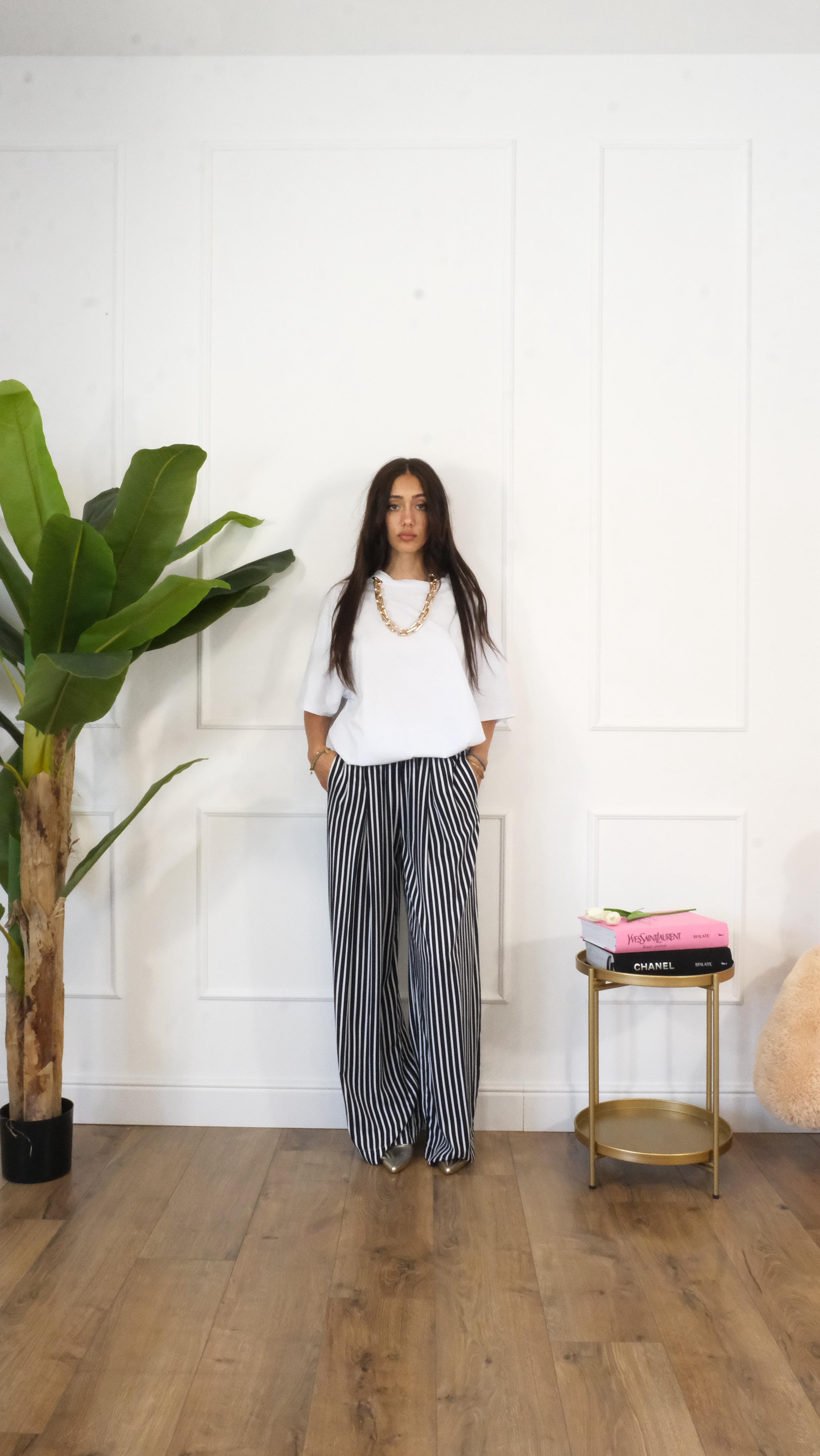 PANTALONE A RIGHE LUMINA L9134 NEW