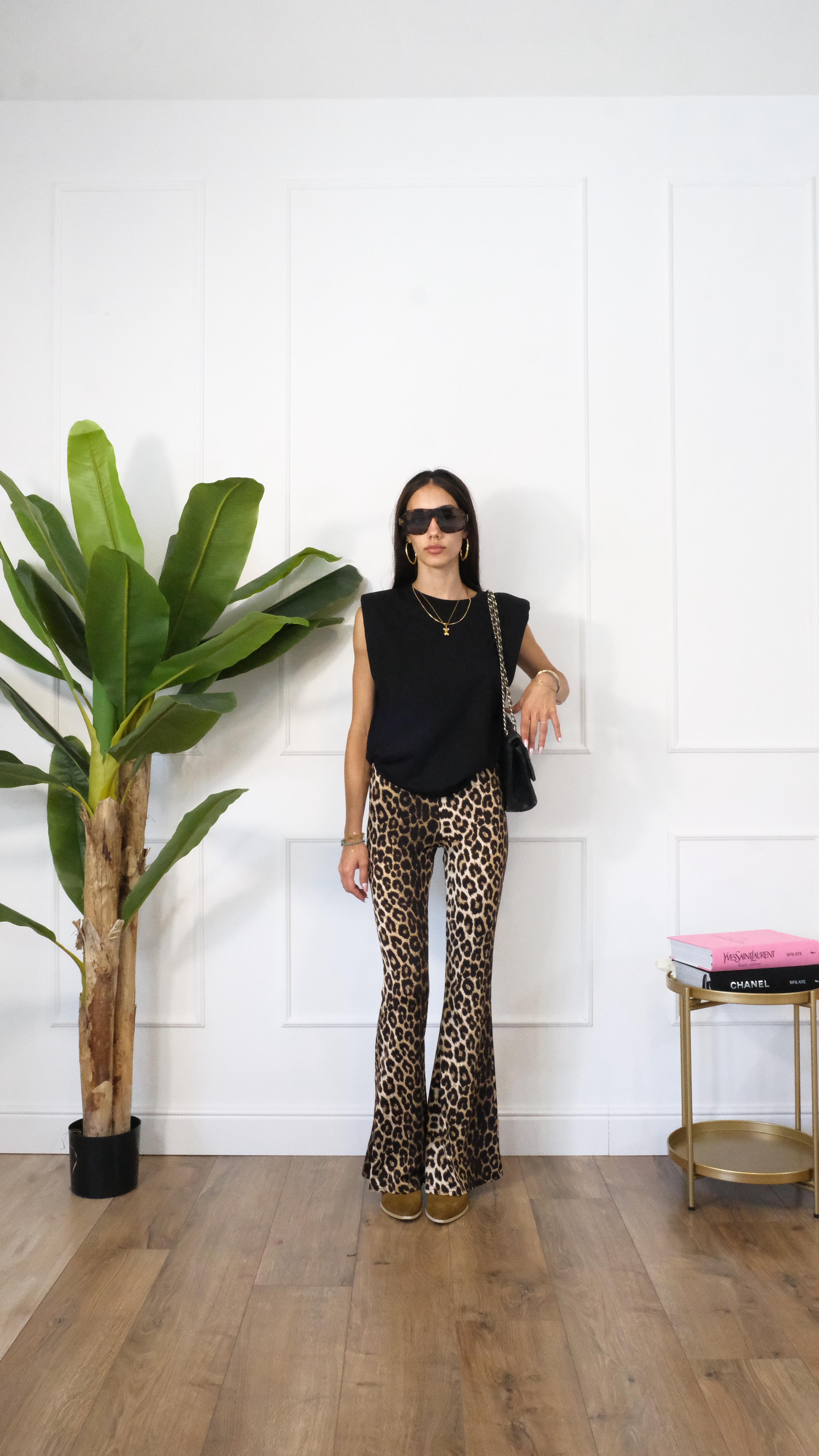 PANTALONE ZAMPA LEOPARDATO 23500 NEW