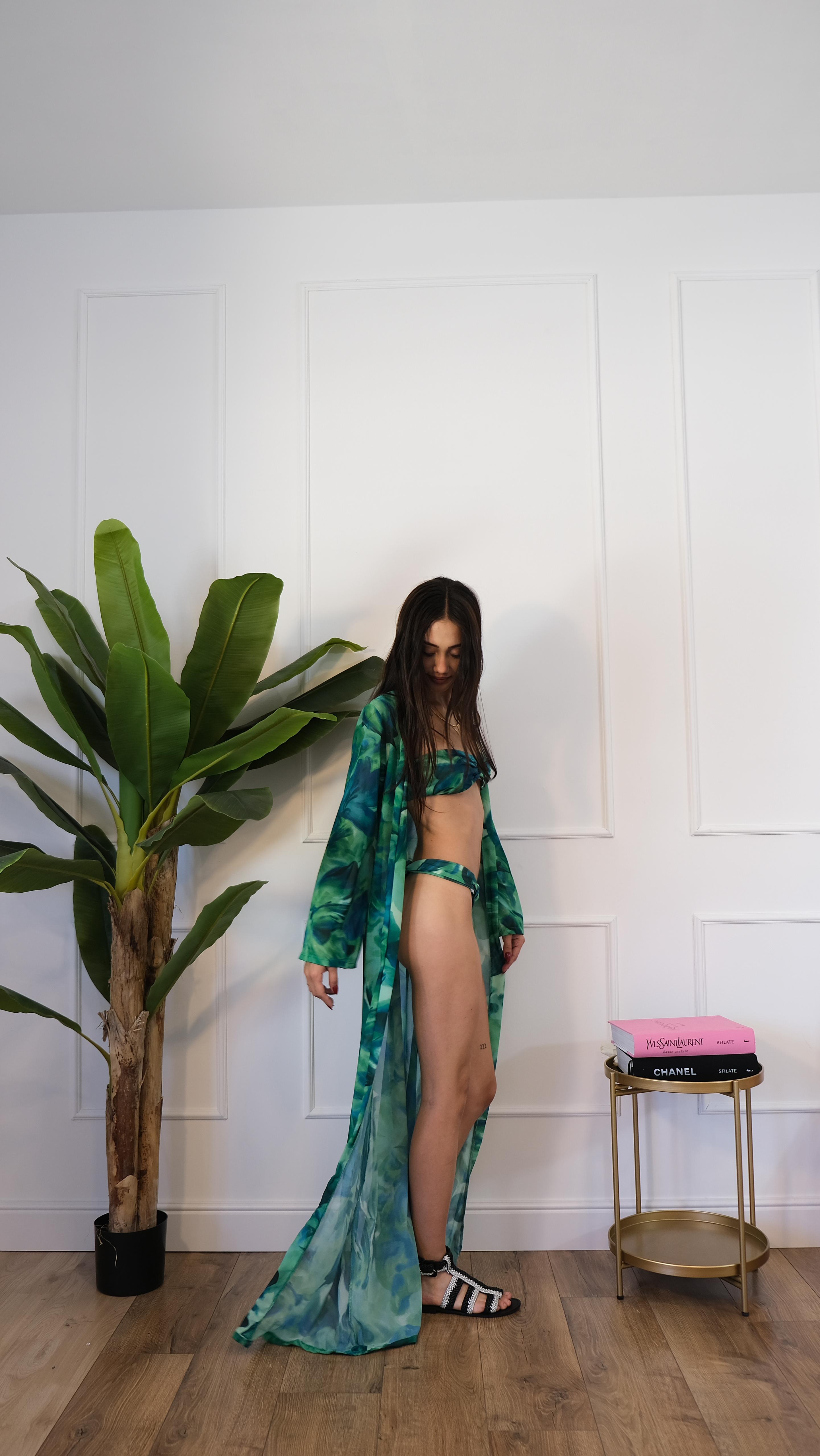 COMPLETO BIKINI E KIMONO VERDE 2249 NEW