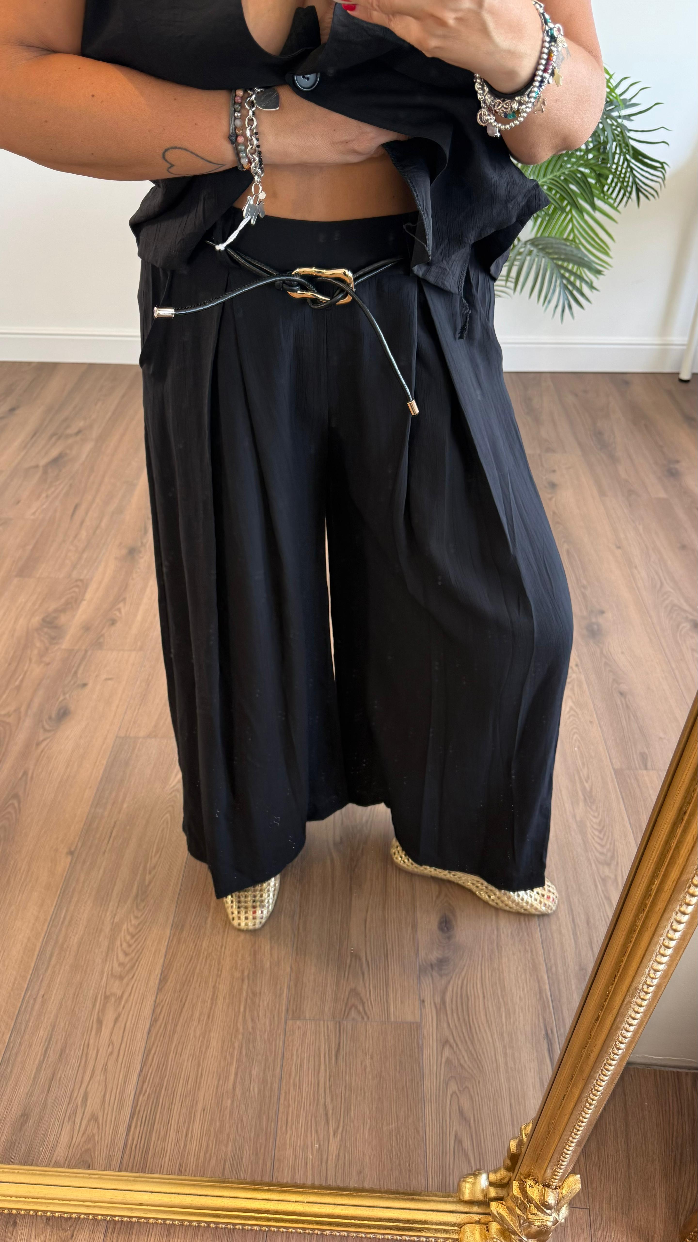 PANTALONE CORDINO NERO M2-255351 NEW
