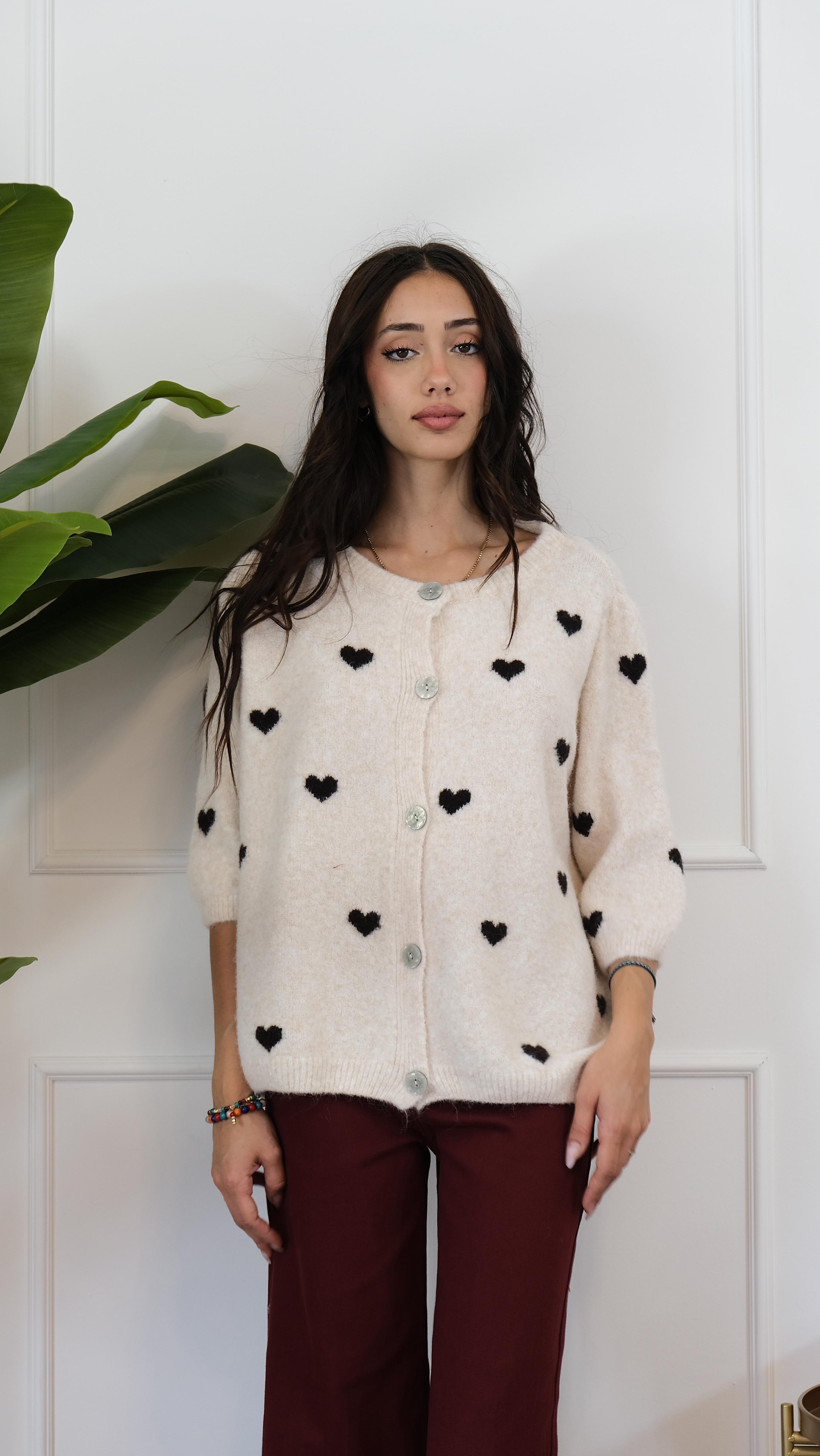 MAGLIONE CUORI DUE COLORI X23003 NEW