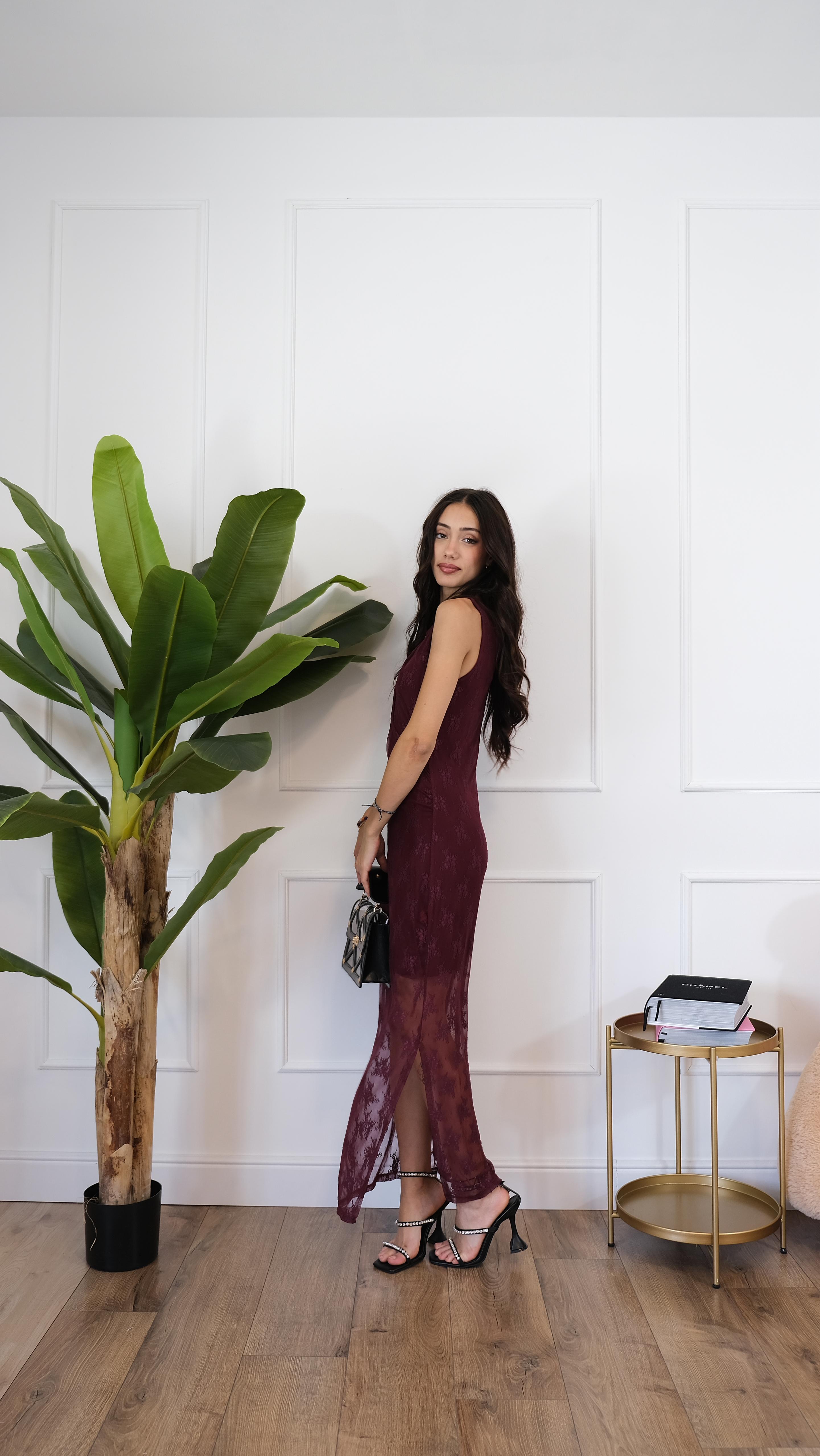 ABITO LUNGO BORDEAUX 12969 NEW