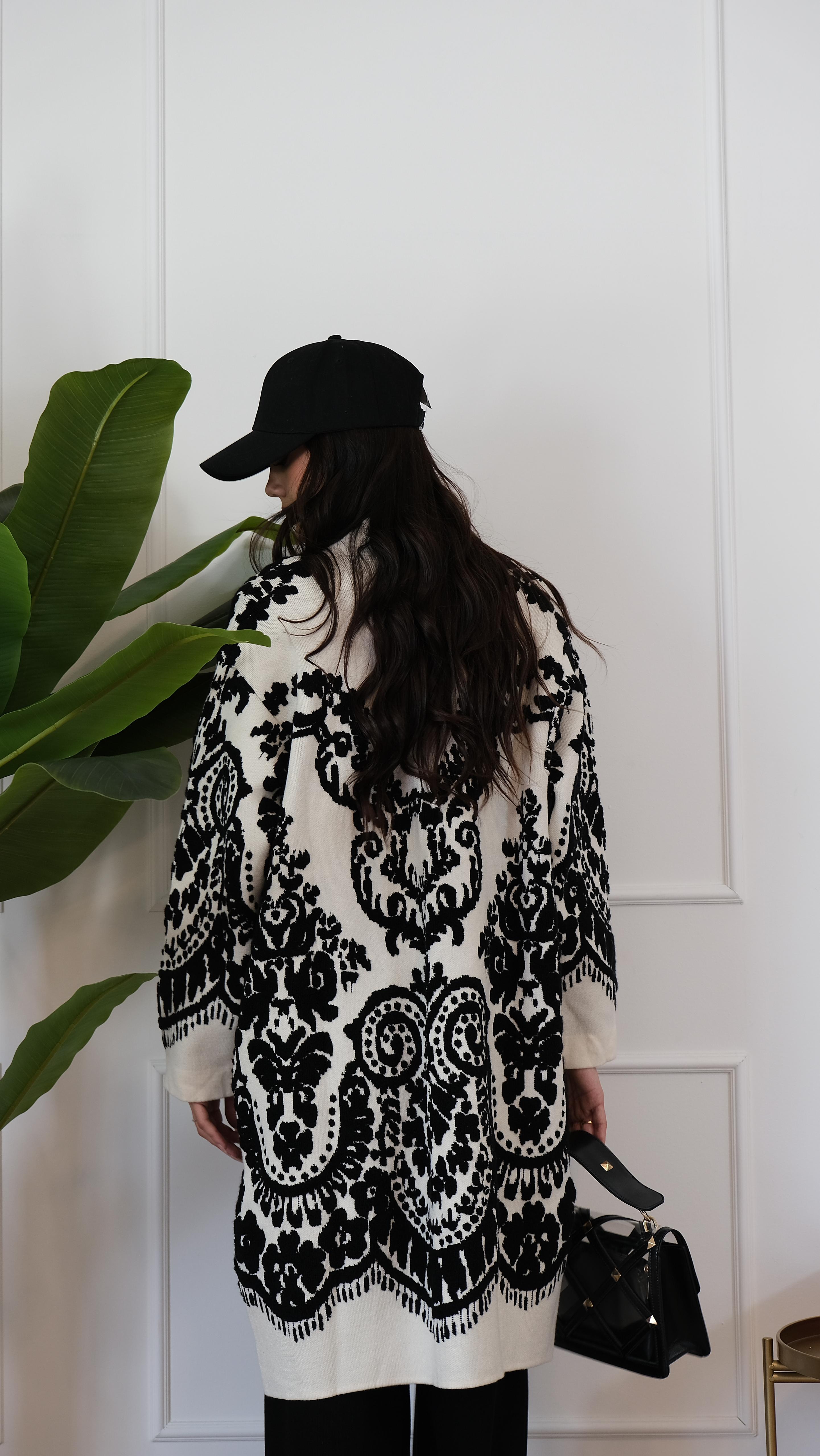 CARDIGAN LUNGO DETTAGLI NERI 8201 NEW