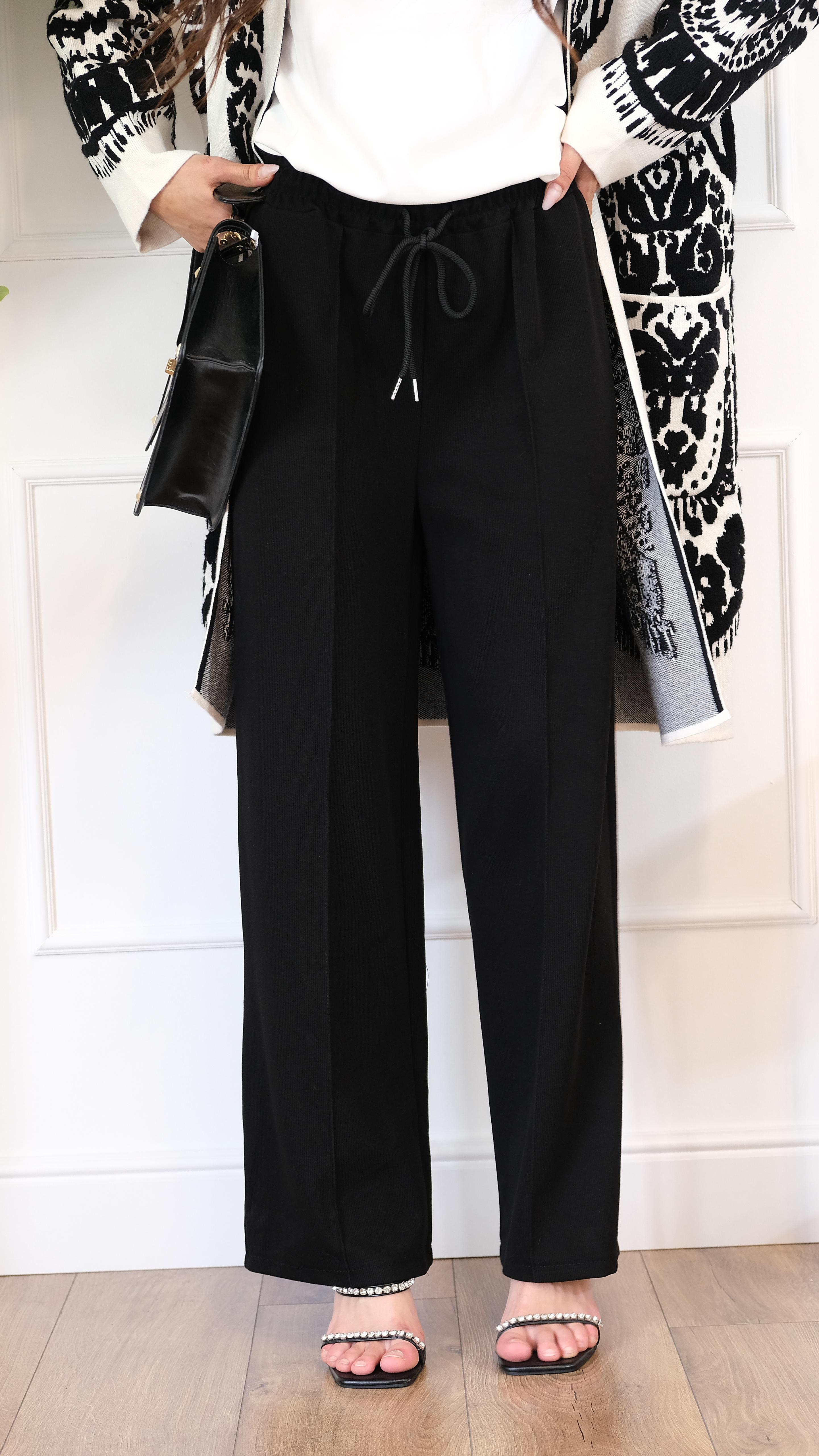 PANTALONE NERO A COSTINE 55120 NEW