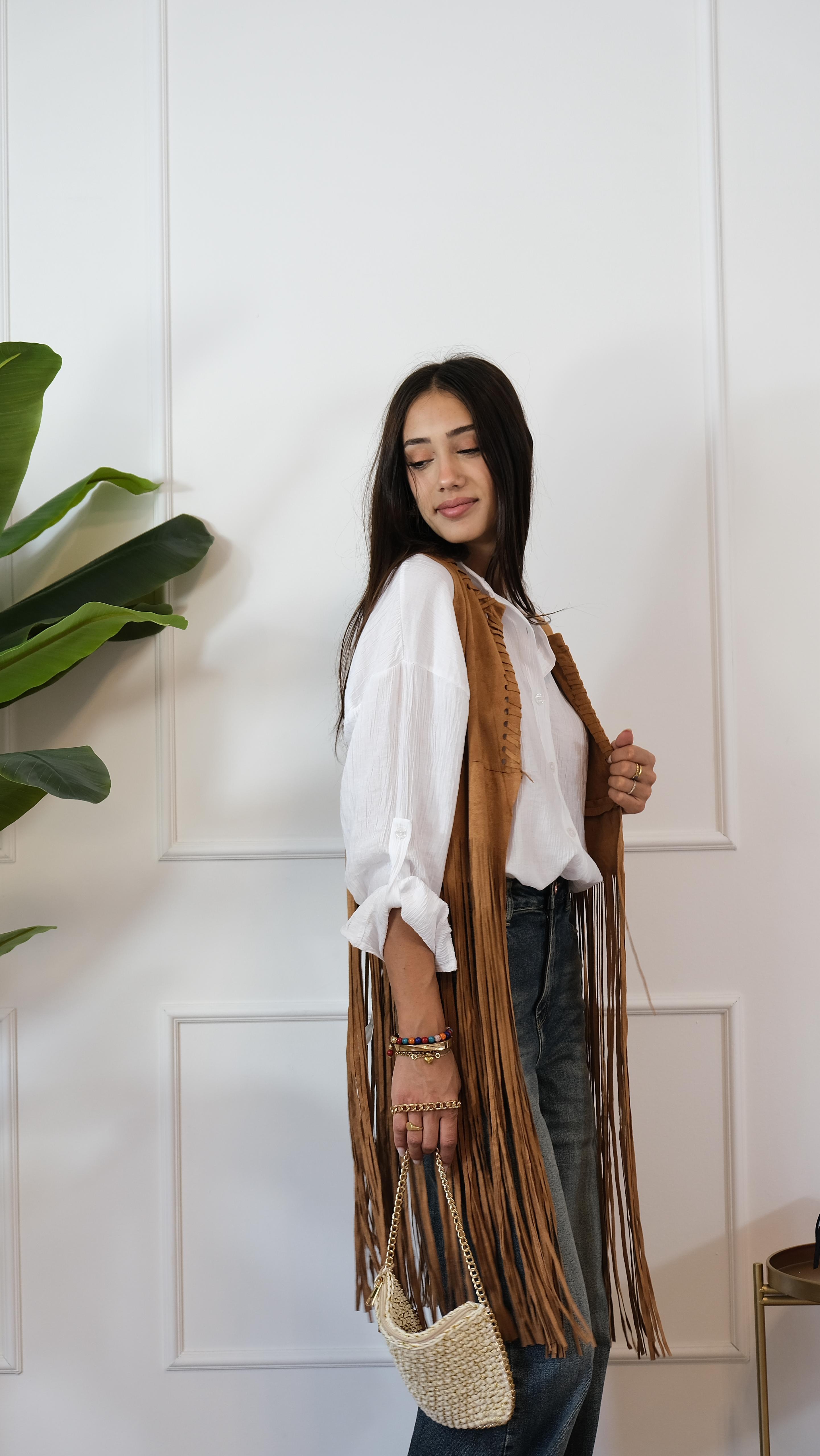GILET CON FRANGE G11129 NEW