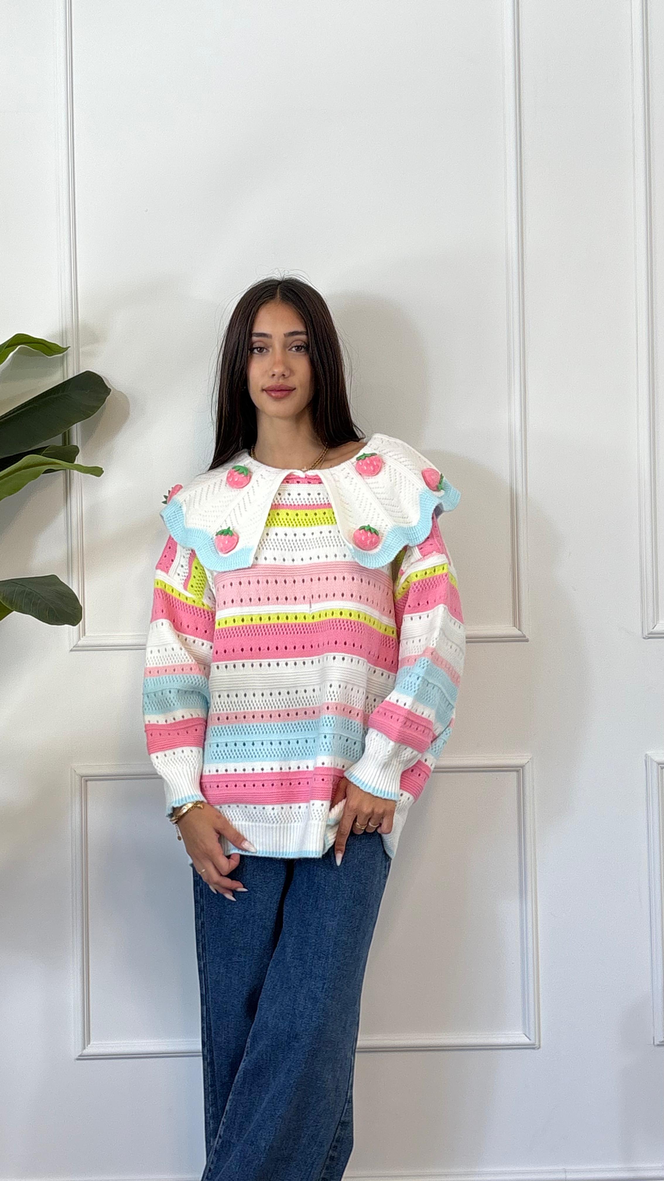 MAGLIONE COLORATO FRAGOLA 8607 NEW