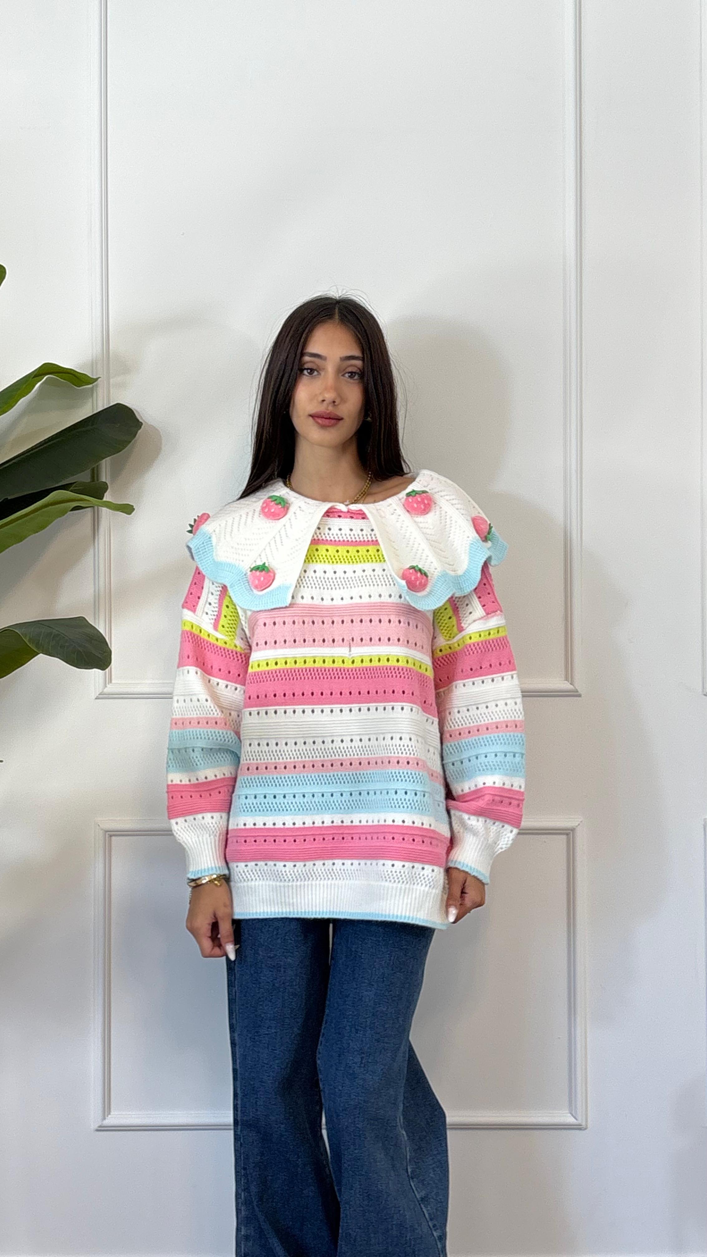 MAGLIONE COLORATO FRAGOLA 8607 NEW