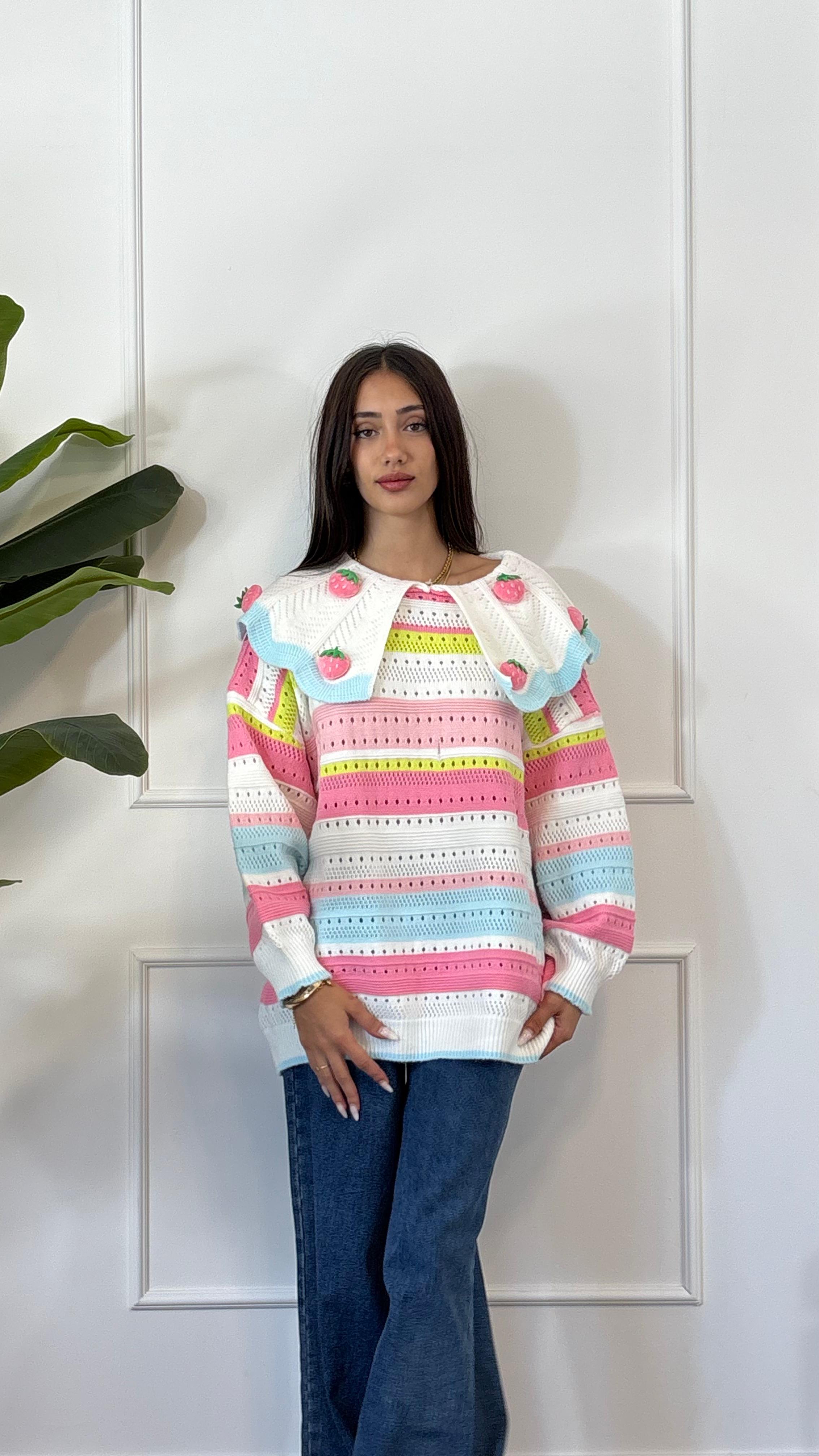 MAGLIONE COLORATO FRAGOLA 8607 NEW