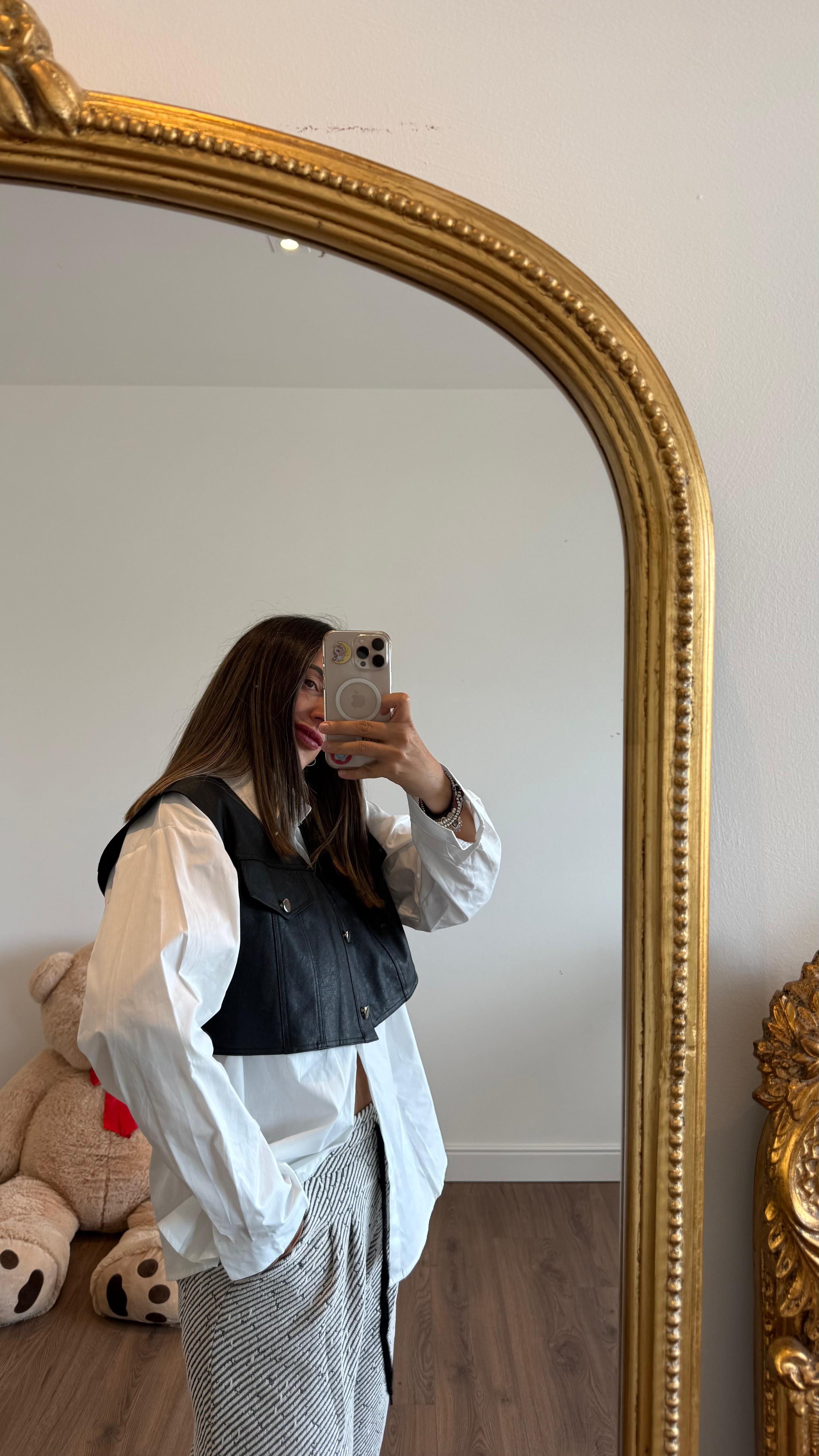 CAMICIA CON GILET ECOPELLE 15657 NEW
