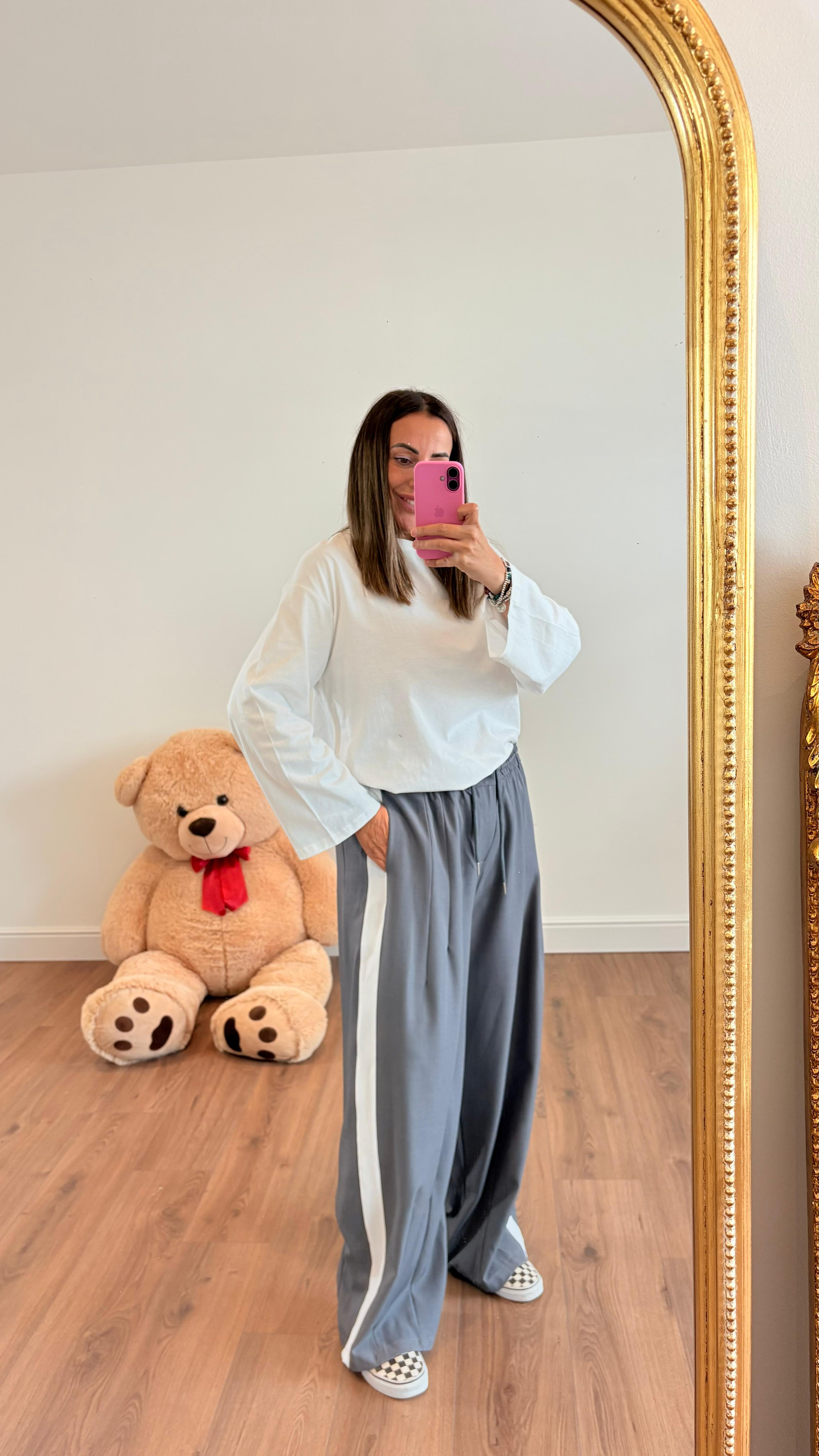 PANTALONE GRIGIO BANDA BIANCA NEW
