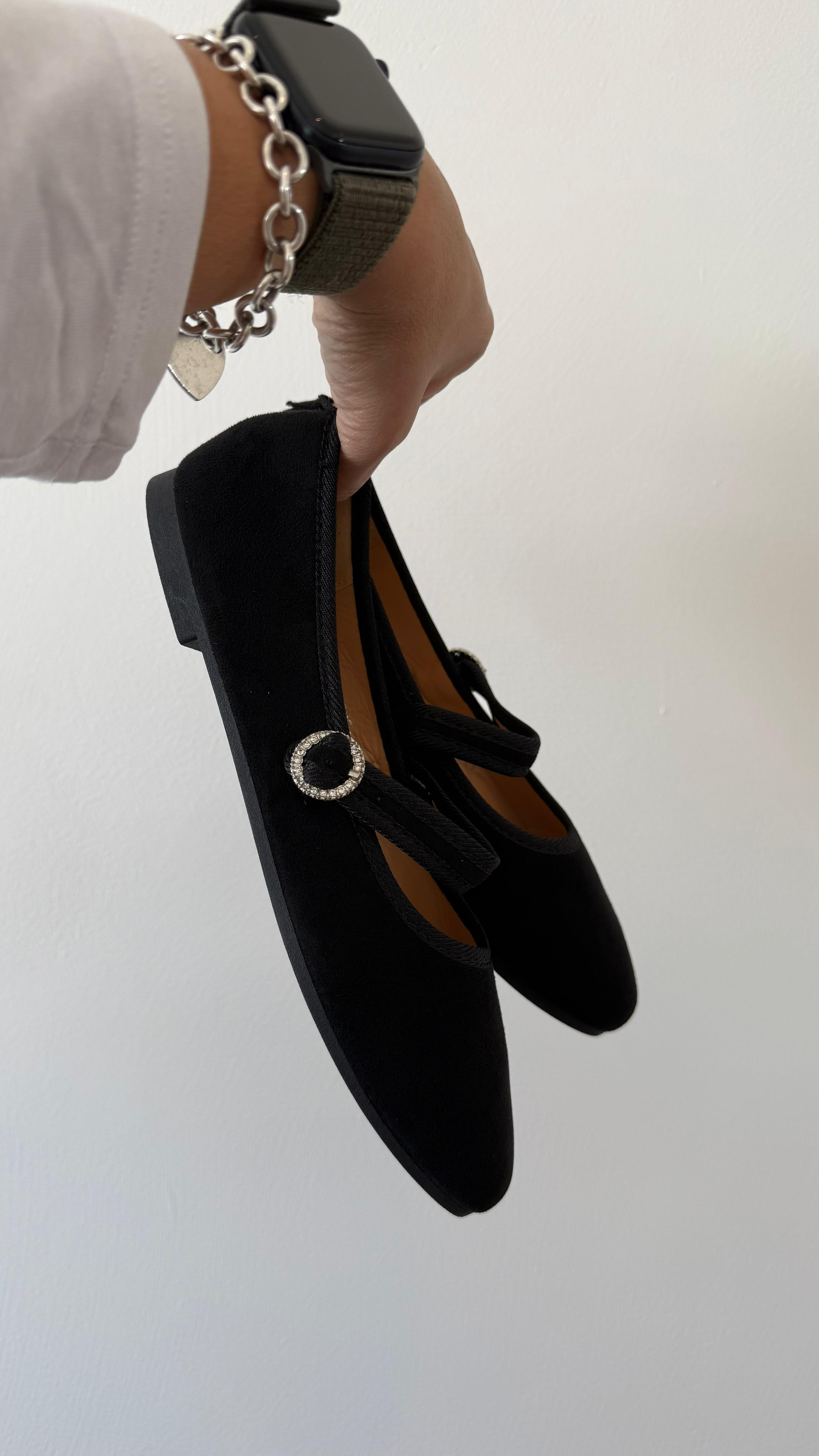 BALLERINA SCAMOSCIATA DETTAGLIO ARGENTO T9292 NEW