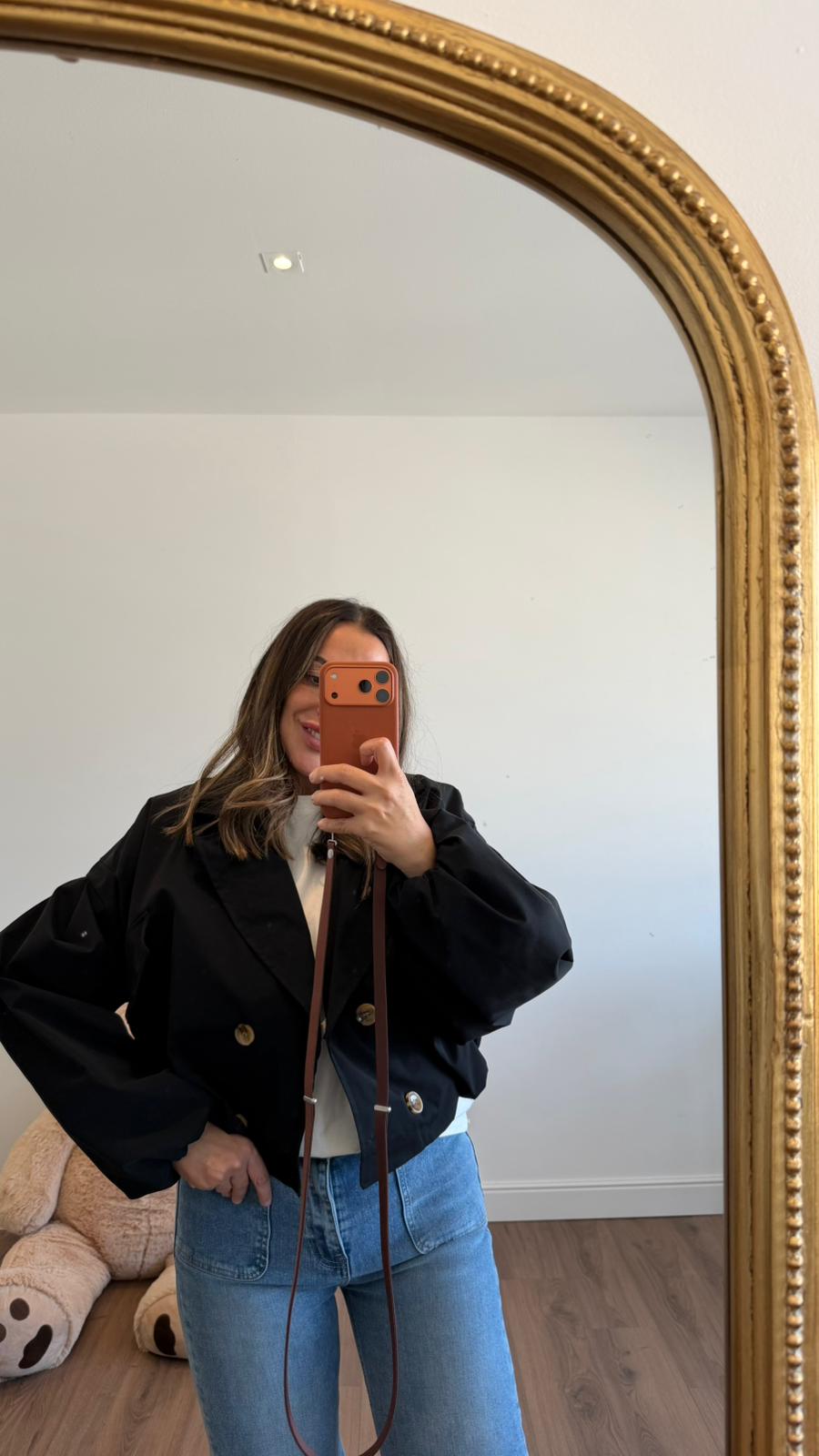 TRENCH CORTO NERO 485 NEW