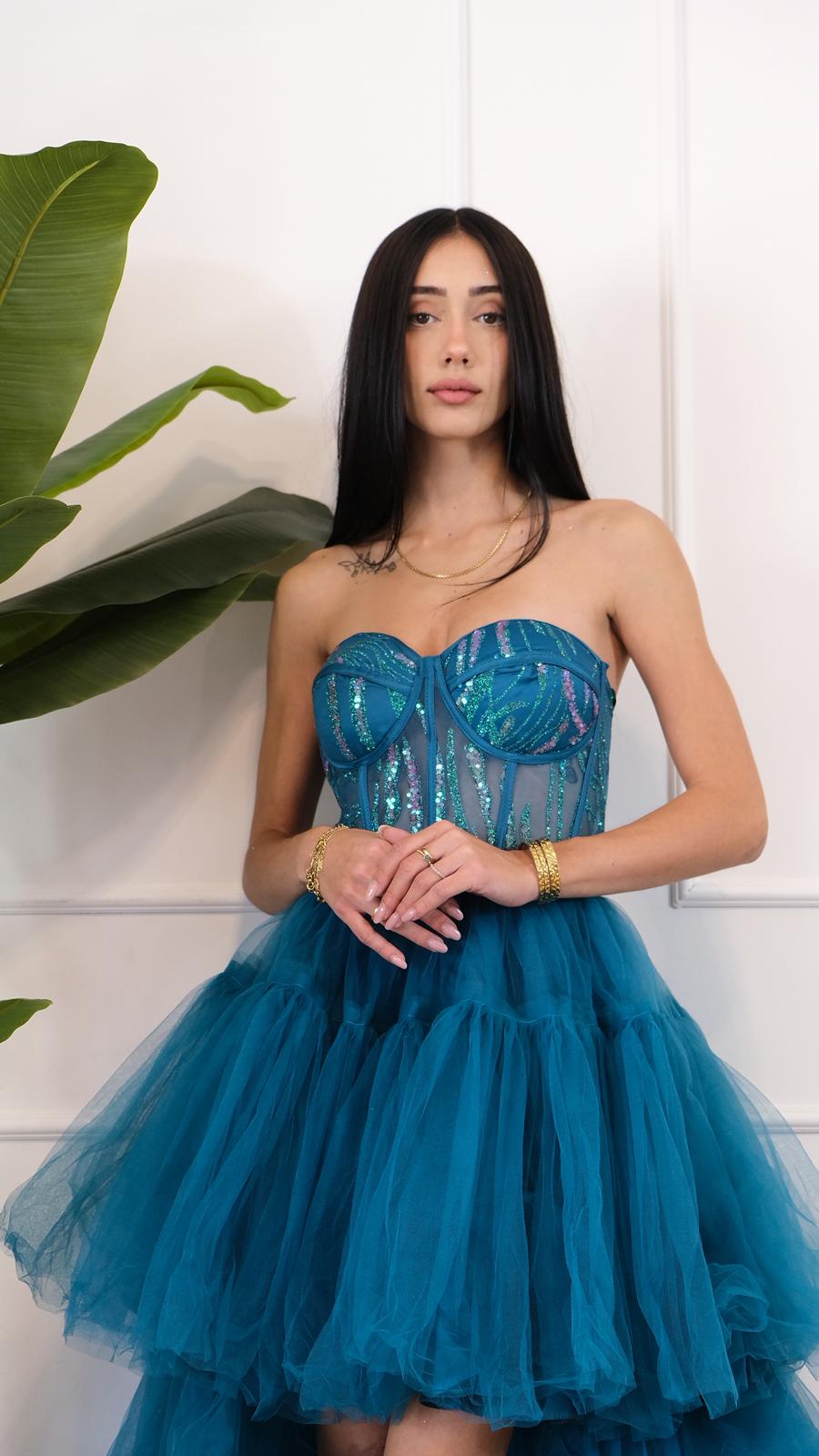 ABITO SCOLLO A CUORE GLITTER 97331 NEW